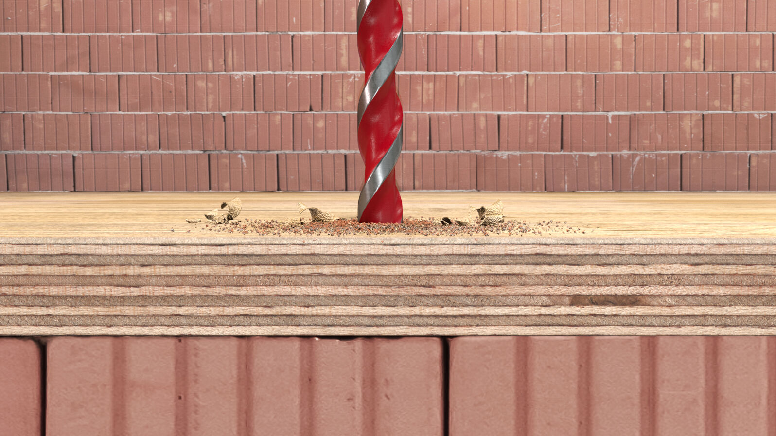 Fischer 561641 D-U Hex Universal Drill Bit, 4mm, 4/45/90, For Brick/Wood/Tiles/Plastics/Steel/Concrete, Red/Silver