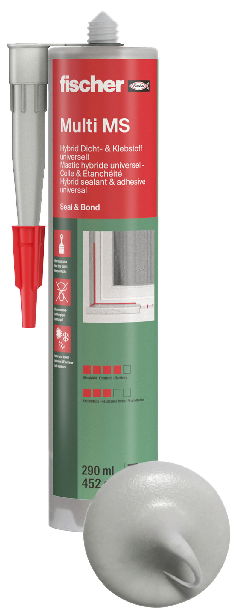 Produktbild: "fischer Dicht- und Bauklebstoff Multi MS grau 290 ml"