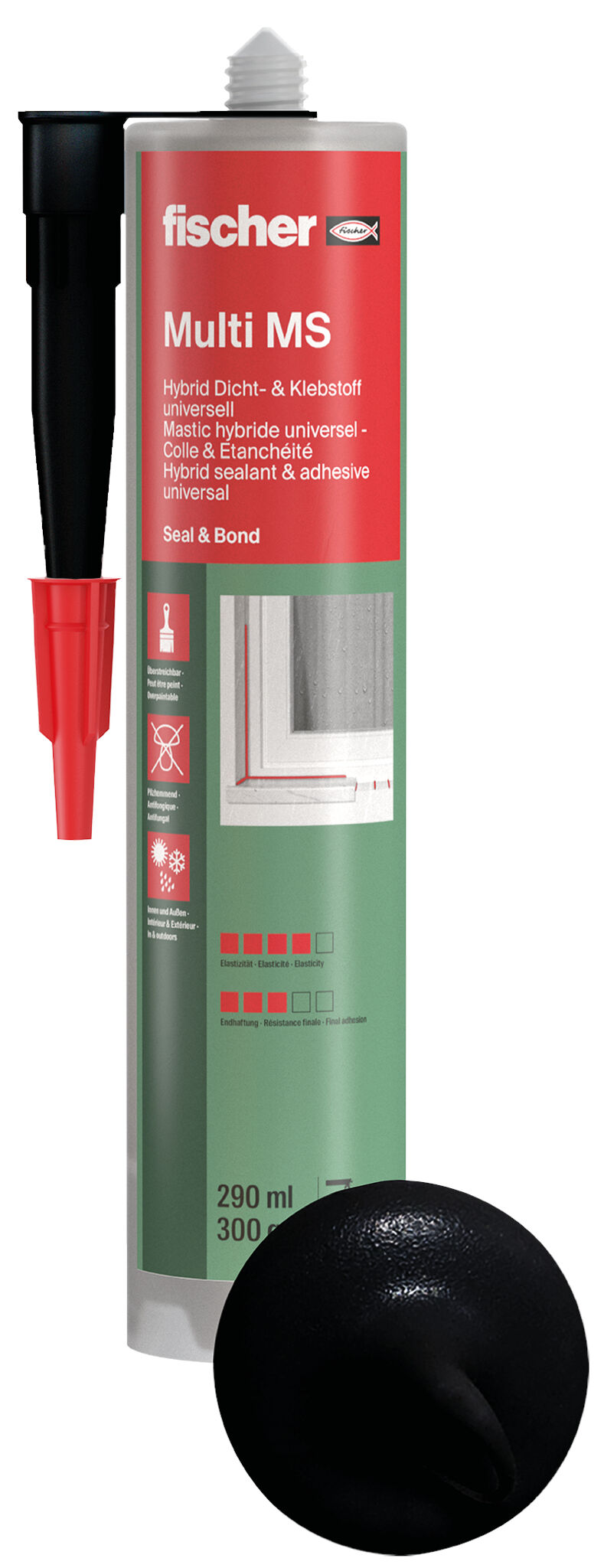 Produktbild: "fischer Dicht- und Bauklebstoff Multi MS schwarz 290 ml"