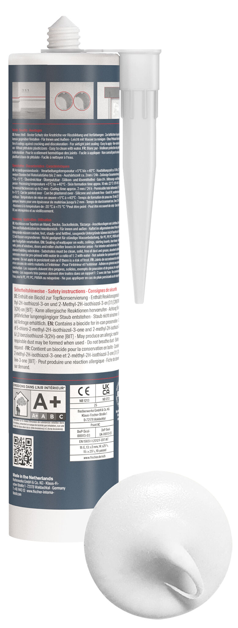 Product Picture: "fischer Premium Painter acrylic sealant Paint AC (DMA) white 310 ml"