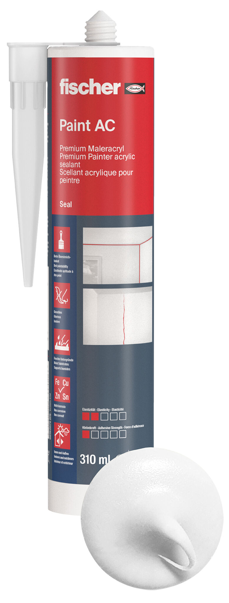 Product Picture: "fischer Premium Painter acrylic sealant Paint AC (DMA) white 310 ml"