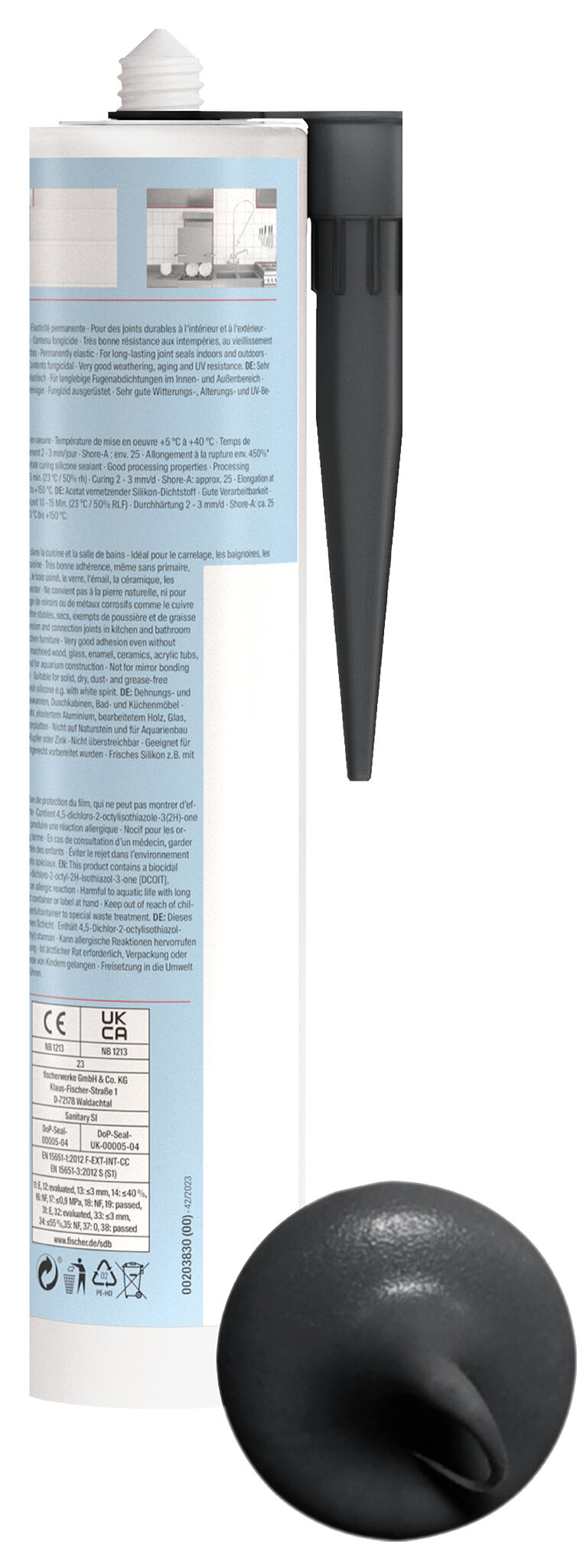 Product Picture: "fischer sanitary silicone Sanitary Pro SI (DSSA) anthracite 310 ml"