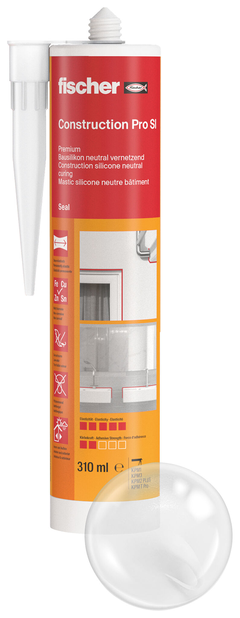 Product Picture: "fischer construction silicone Construction Pro SI (DBSA) transparent 310 ml"