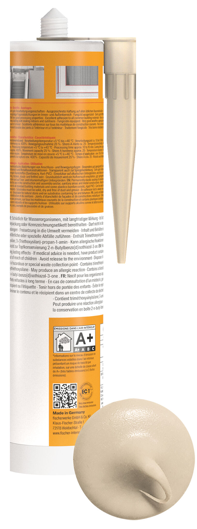 Product Picture: "fischer construction silicone Construction Pro SI (DBSA) beige 310 ml"