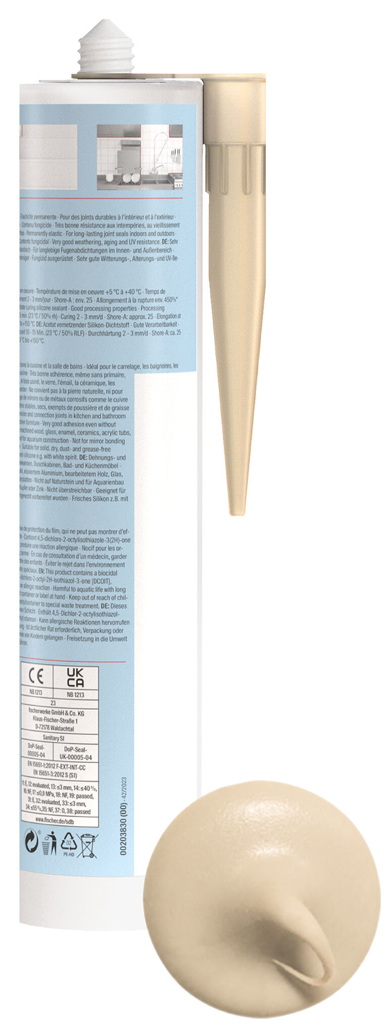 Product Picture: "fischer sanitary silicone Sanitary Pro SI (DSSA) bahama-beige 310 ml"