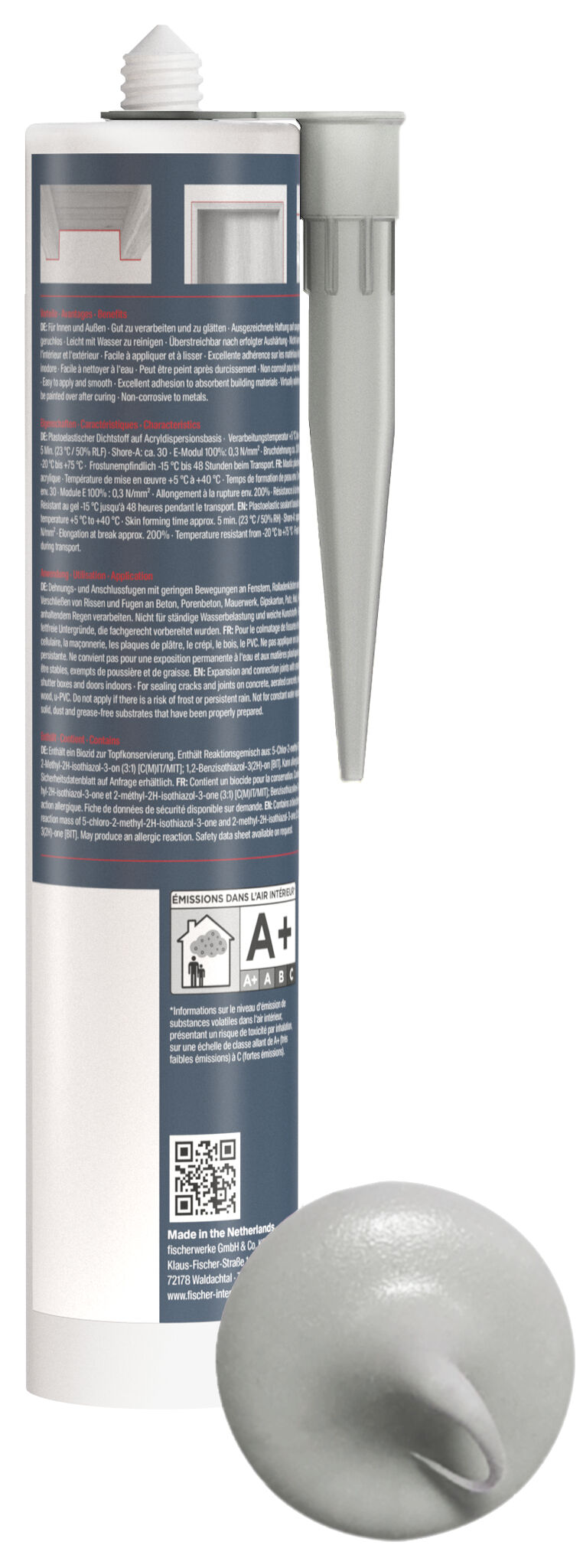 Product Picture: "fischer universal acrylic sealant Multi AC grey 310 ml"