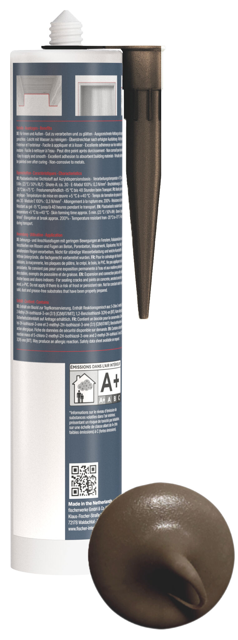 Product Picture: "fischer universal acrylic sealant Multi AC brown 310 ml"