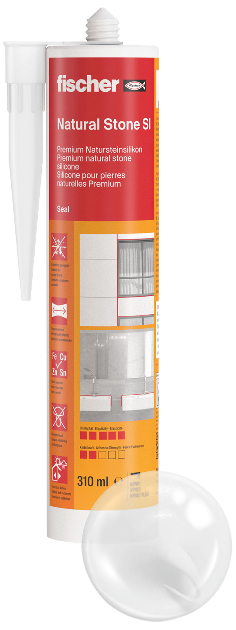 Product Picture: "fischer natural stone silicone Natural stone SI (DNS) transparent 310 ml"