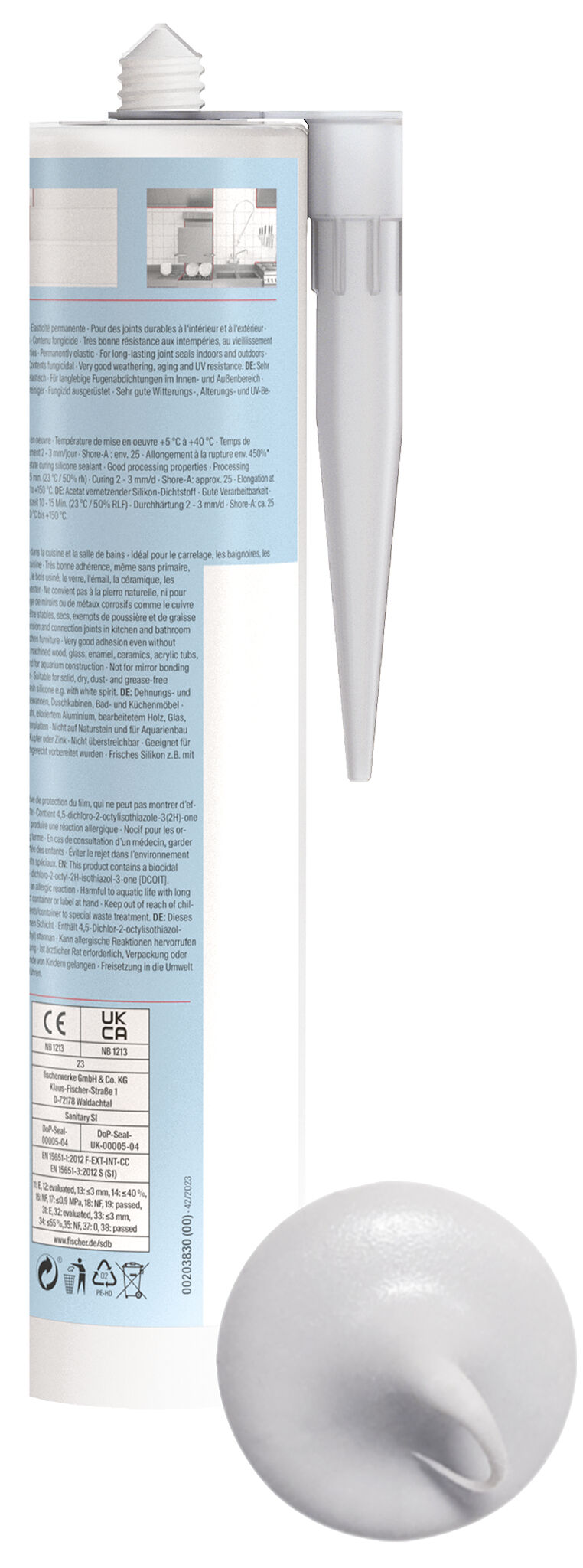 Product Picture: "fischer sanitary silicone Sanitary Pro SI (DSSA) silver grey 310 ml"