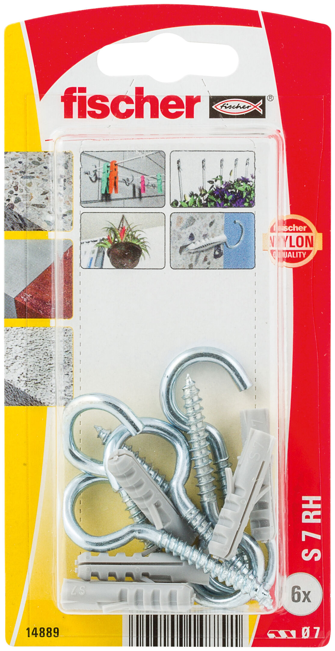 Packaging: "fischer Plug S 7 RH met ronde haak"
