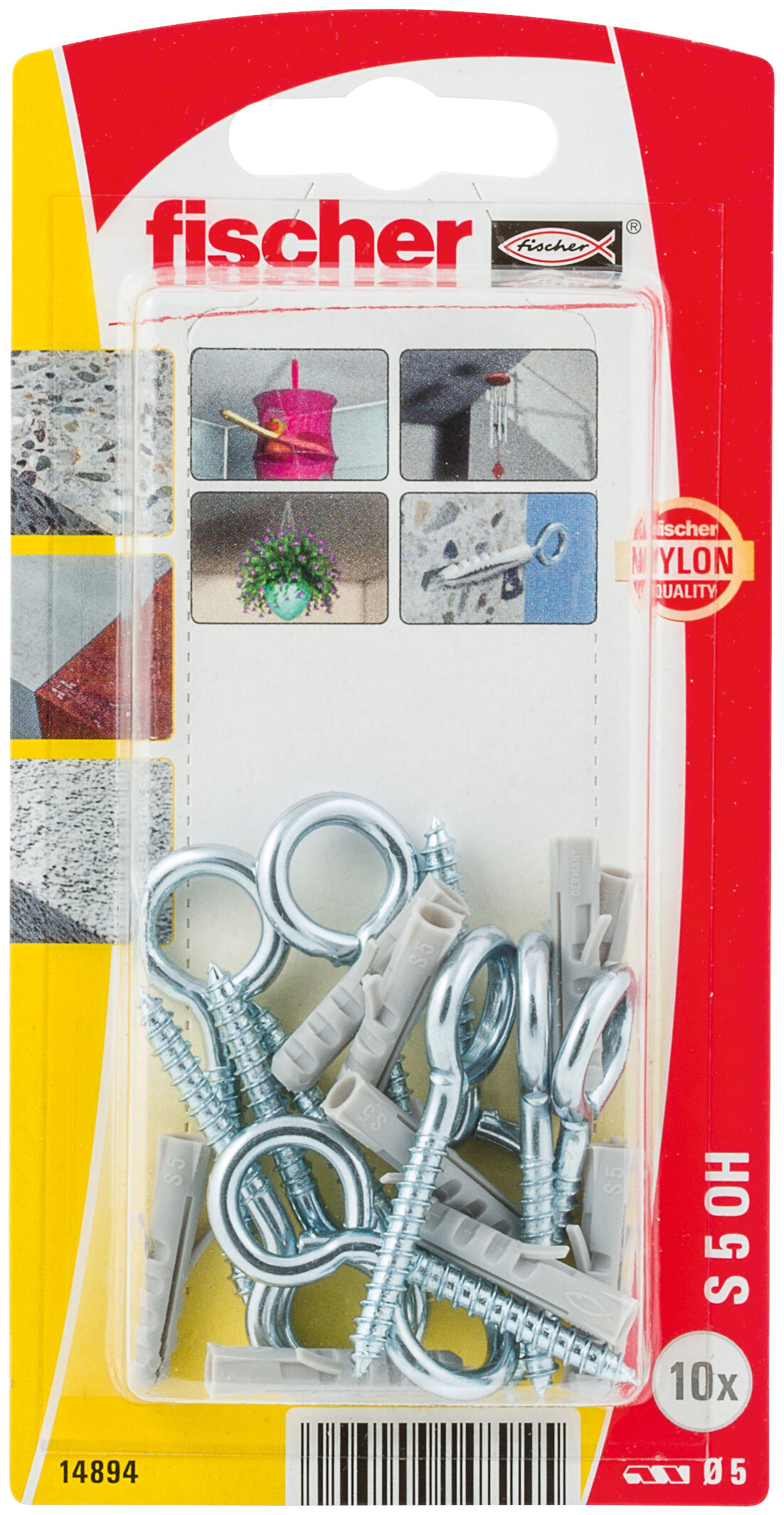 Packaging: "fischer Expansion plug S 5 OH with eye hook"