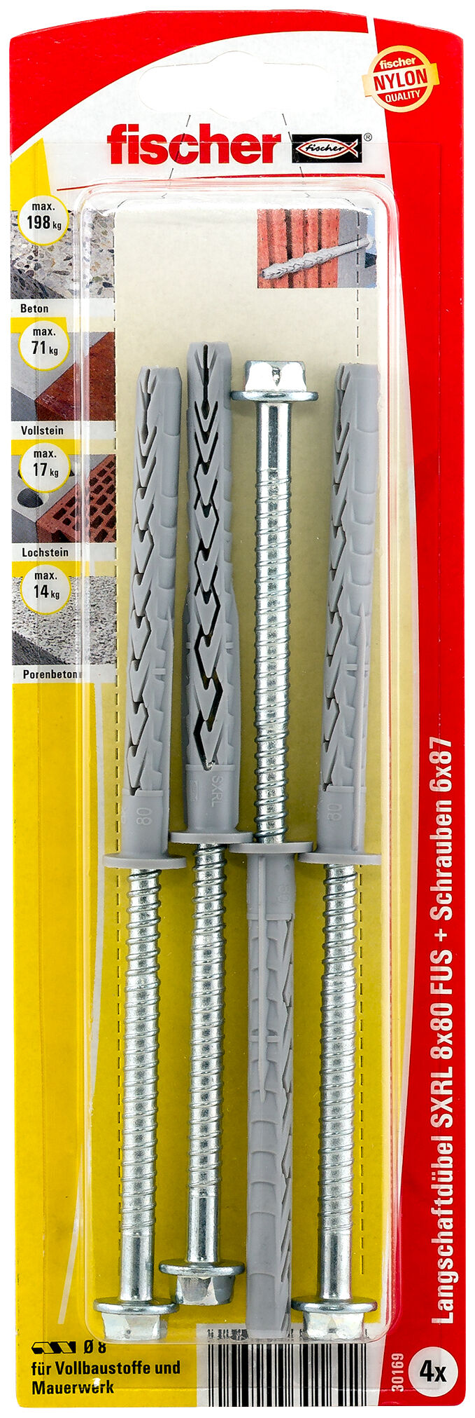 Packaging: "fischer Frame fixing SXRL 8 x 80 FUS zinc-plated steel"