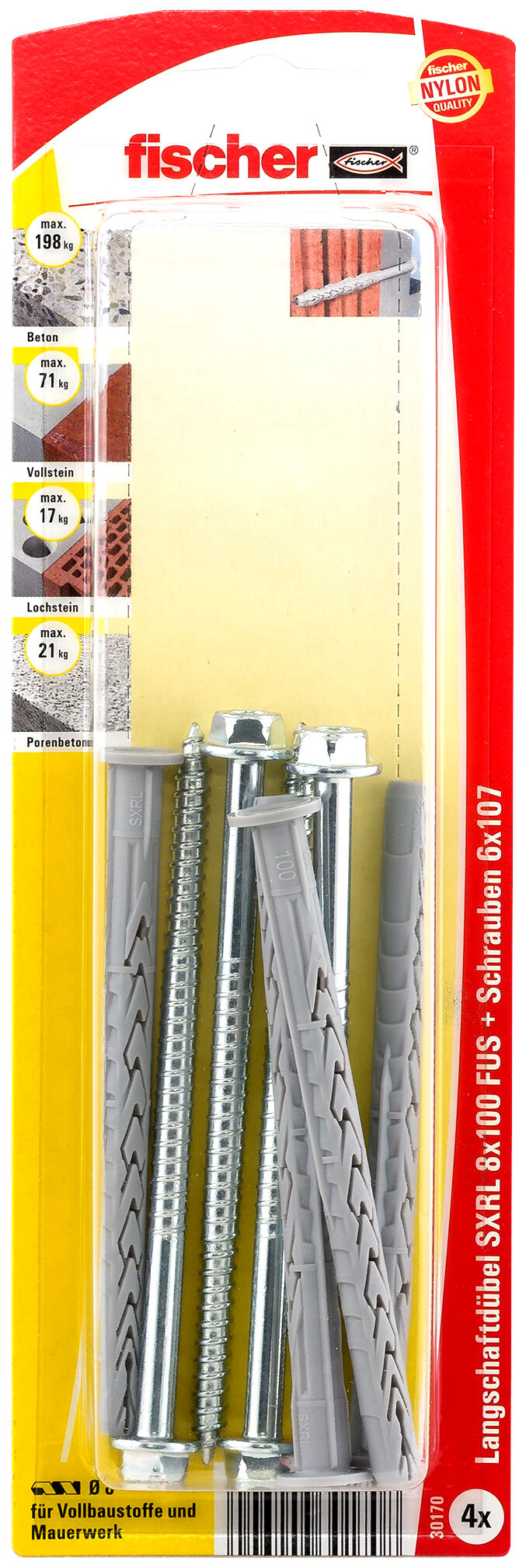Packaging: "fischer Frame fixing SXRL 8 x 100 FUS zinc-plated steel"