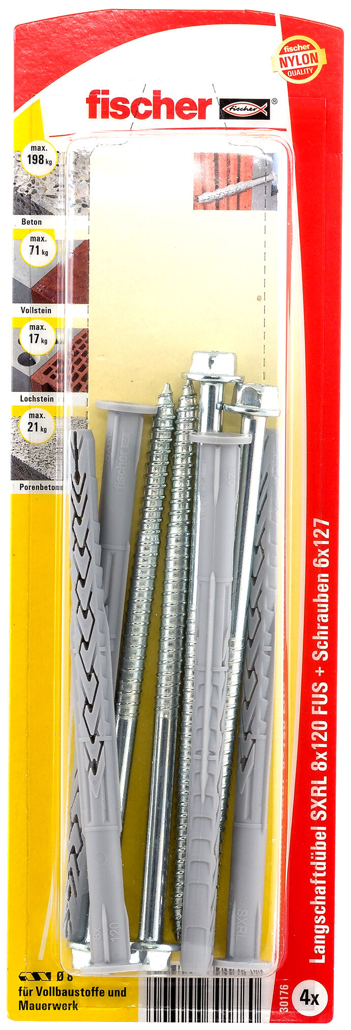 Packaging: "fischer Frame fixing SXRL 8 x 120 FUS zinc-plated steel"