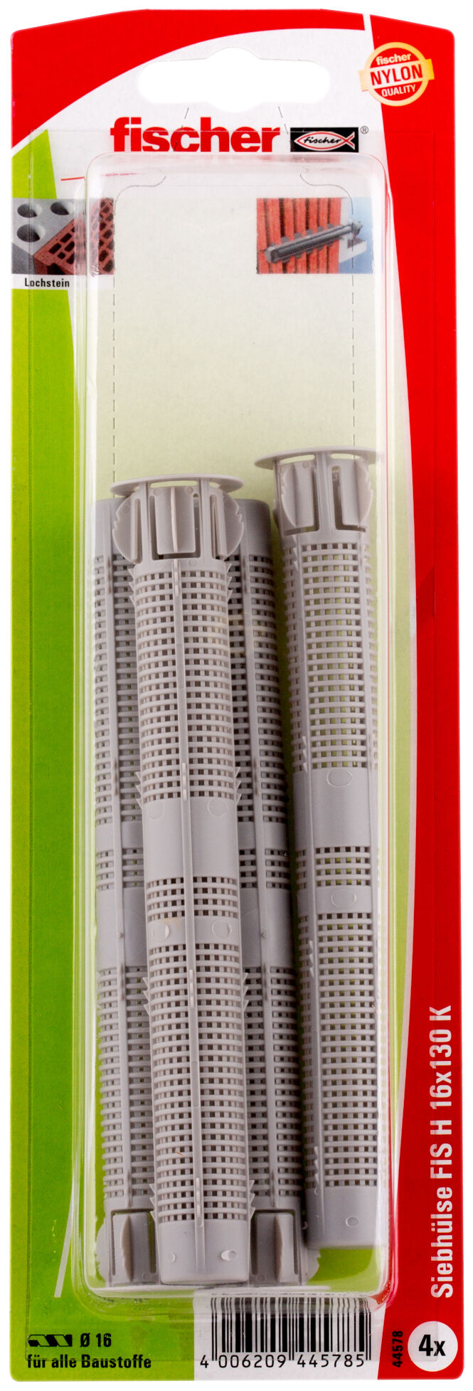 Packaging: "fischer Injection anchor sleeve FIS H 16 x 130 K plastic SB-card"