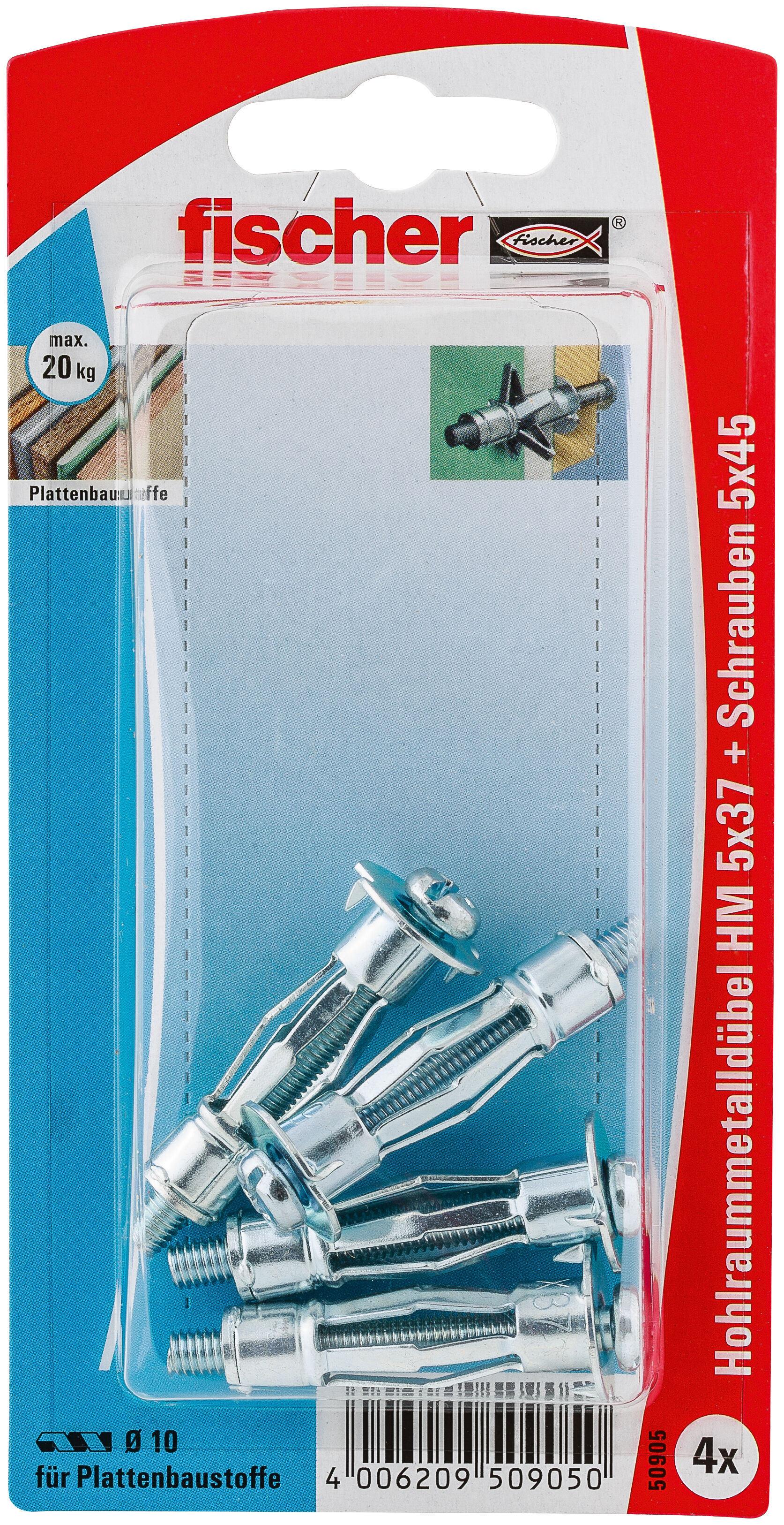 Packaging: "fischer Metal cavity fixing HM 5 x 37 S with screw SB-card"