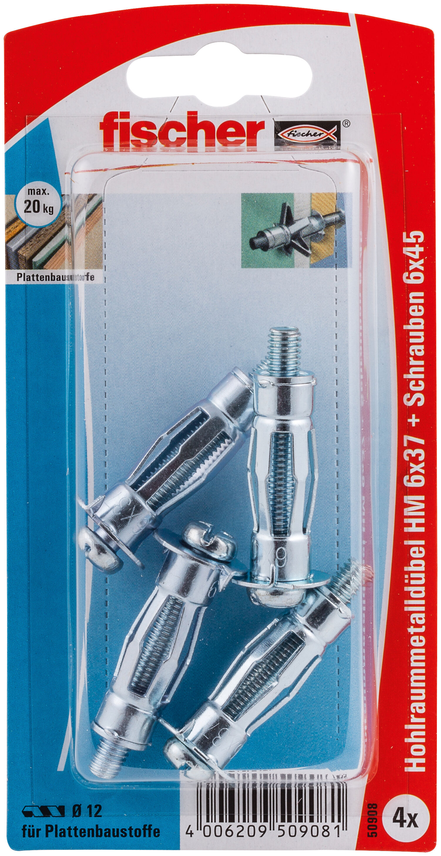 Packaging: "fischer Metal cavity fixing HM 6 x 37 S with screw SB-card"