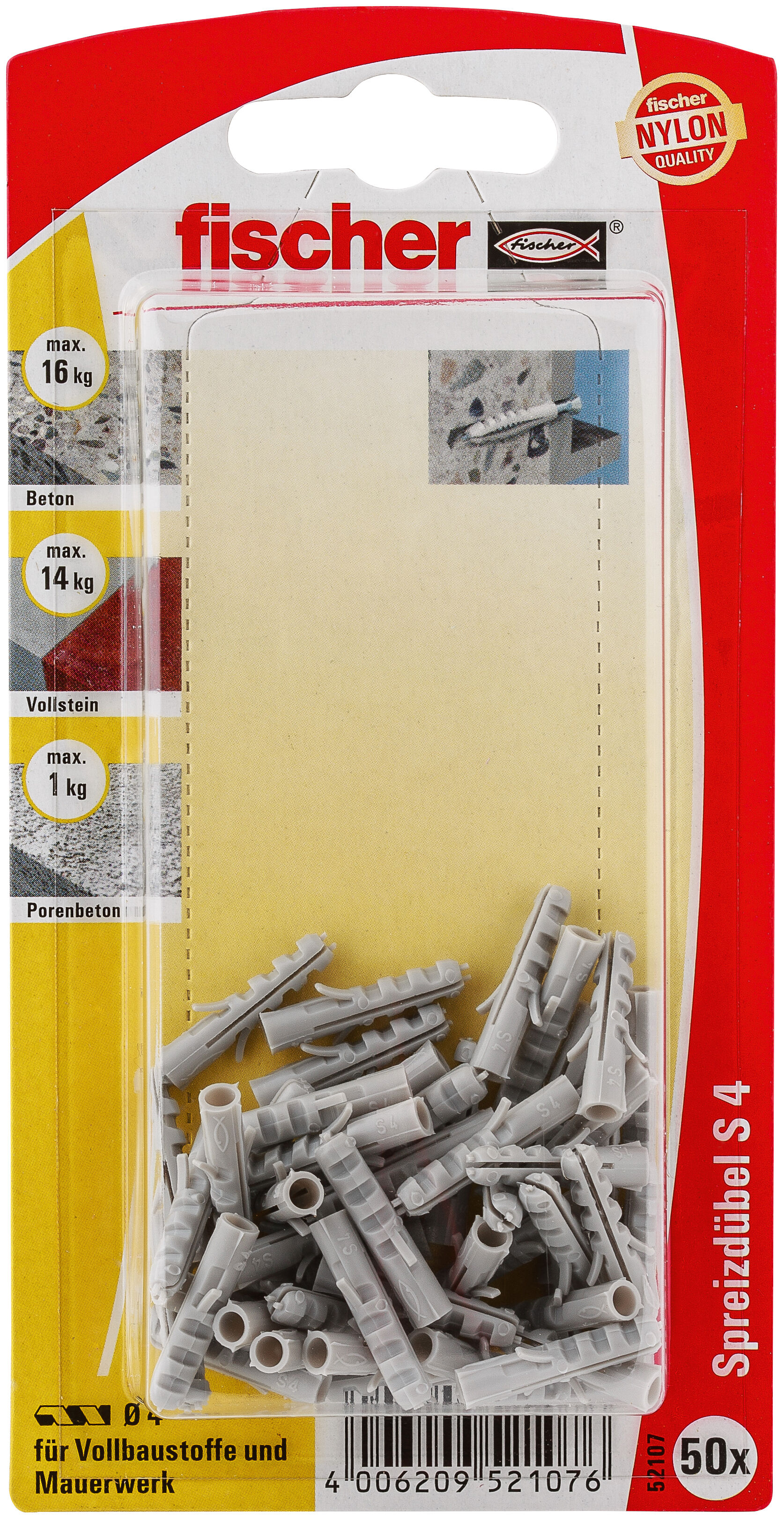 Packaging: "fischer Expansion plug S 4 GK large card"