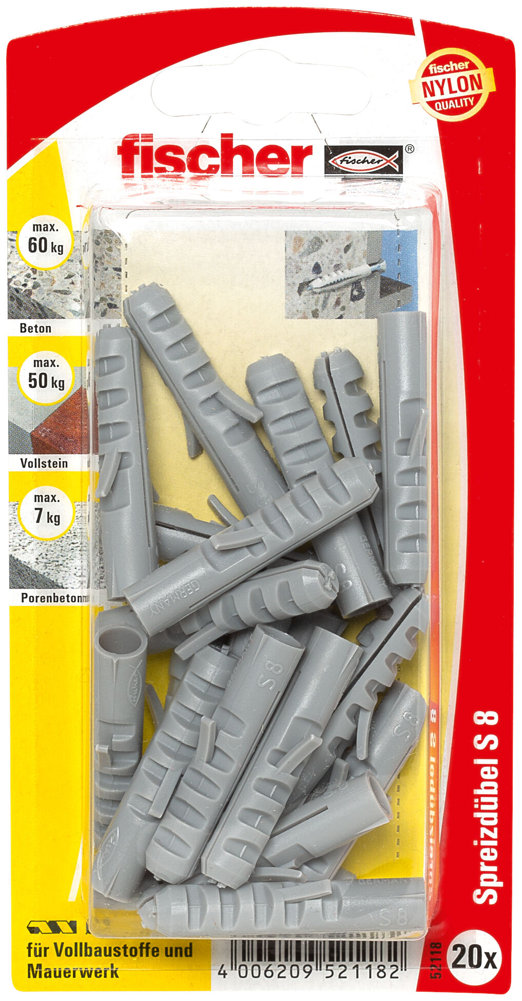 Verpackung: "fischer Dübel S 8"