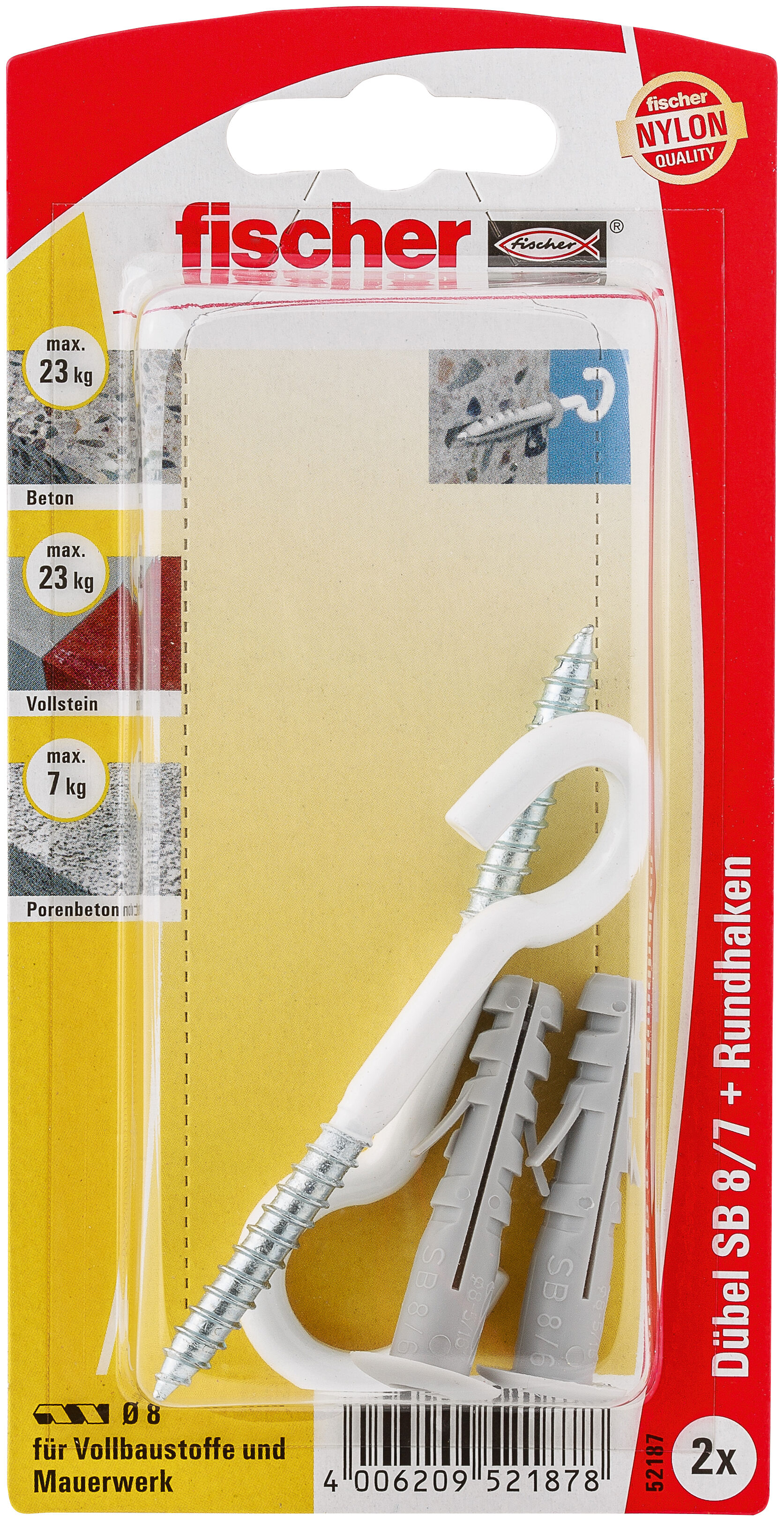 Verpackung: "fischer Dübel SB 8 / 7"
