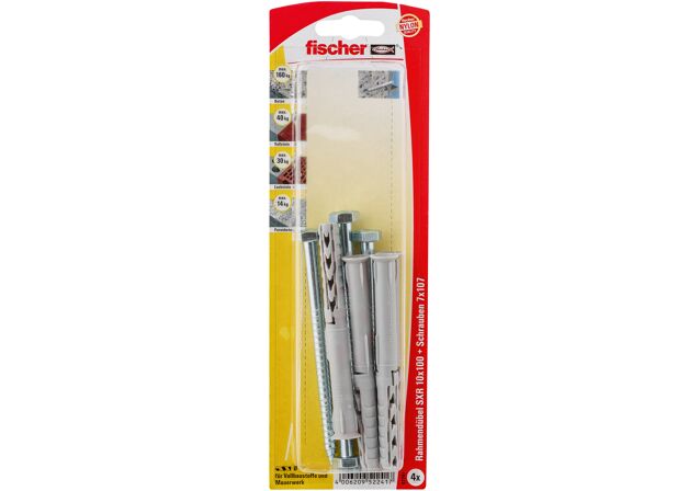 Packaging: "fischer Frame fixing SXR 10 x 100 SS K with hexagonal screw"