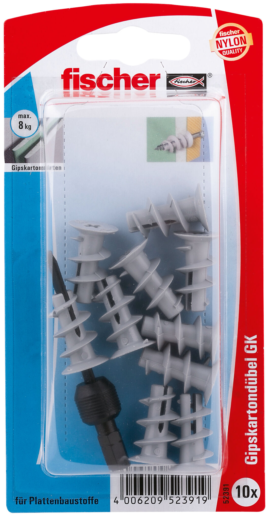 Verpackung: "fischer Gipskartondübel GK"