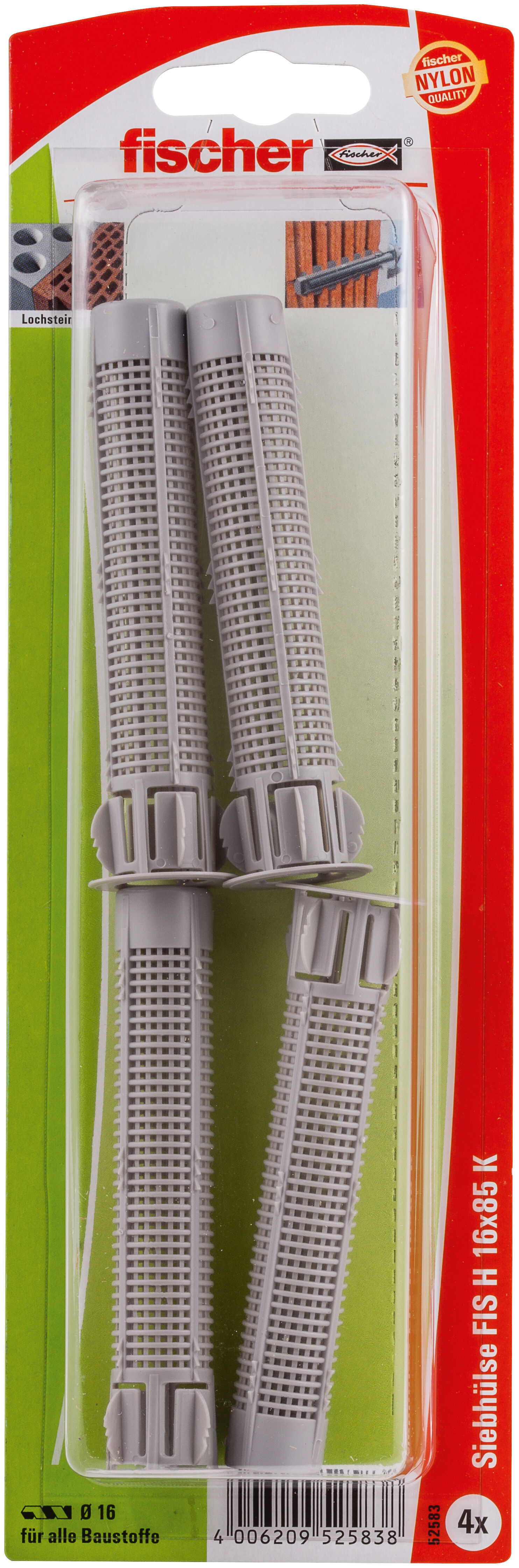 Verpackung: "fischer Injektions-Ankerhülse FIS H 16 x 85 K Kunststoff"