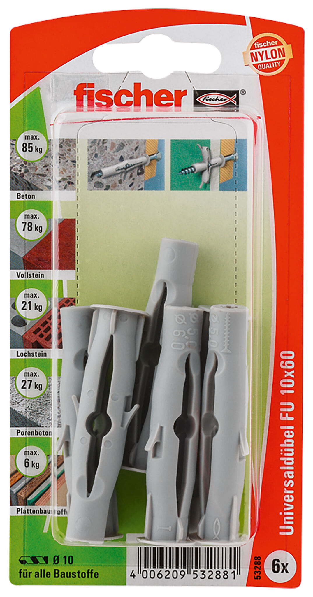 Verpackung: "fischer Universaldübel FU 10 x 60"