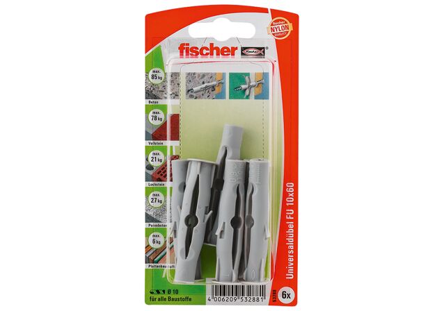 Verpackung: "fischer Universaldübel FU 10 x 60"