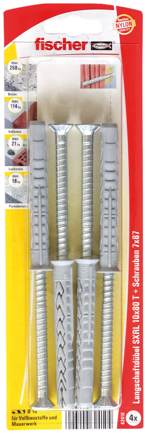 Packaging: "fischer Frame fixing SXRL 10 x 80 T zinc-plated steel"