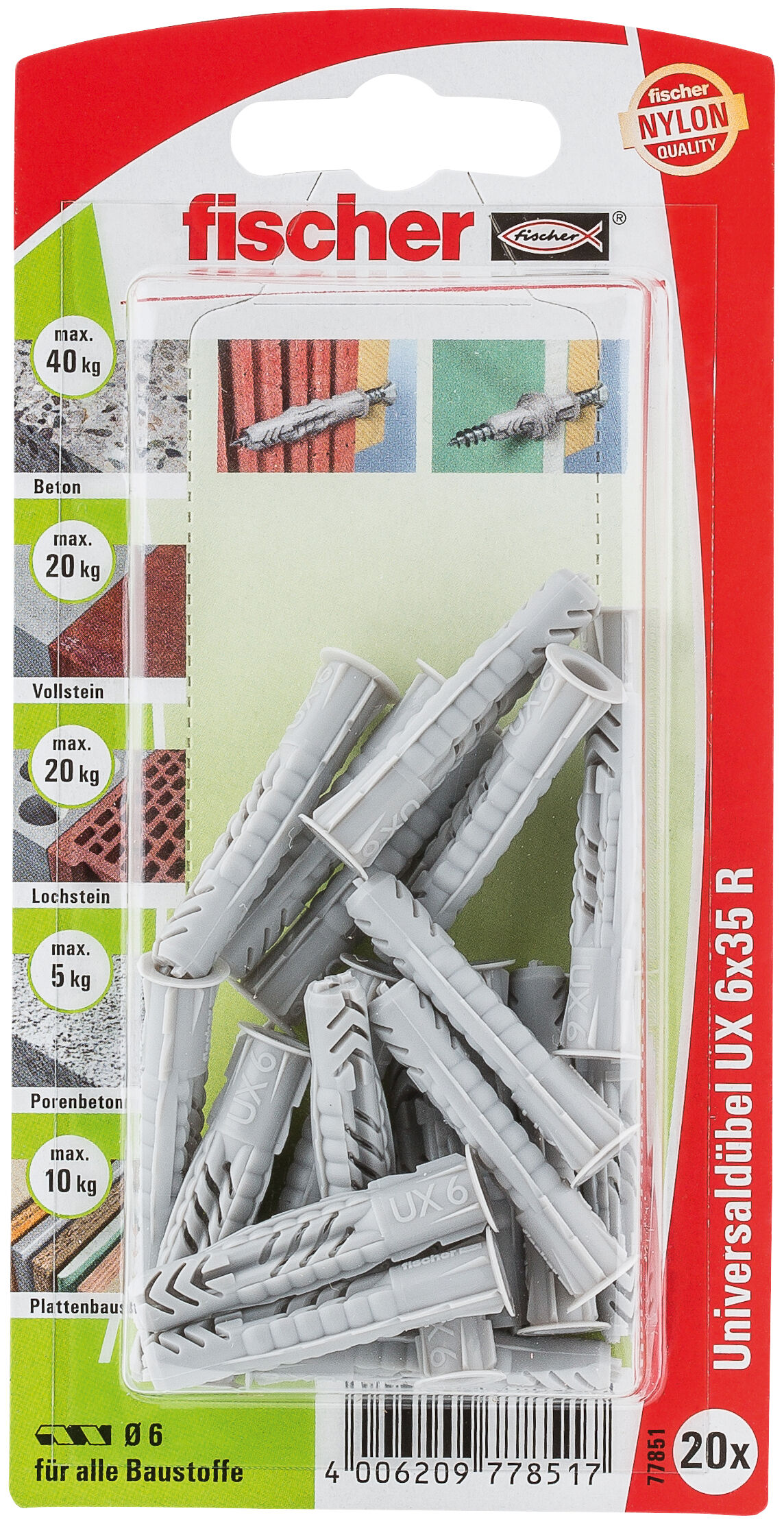 Packaging: "피셔 범용 플러그 UX 6 x 35 R K 림(rim)"