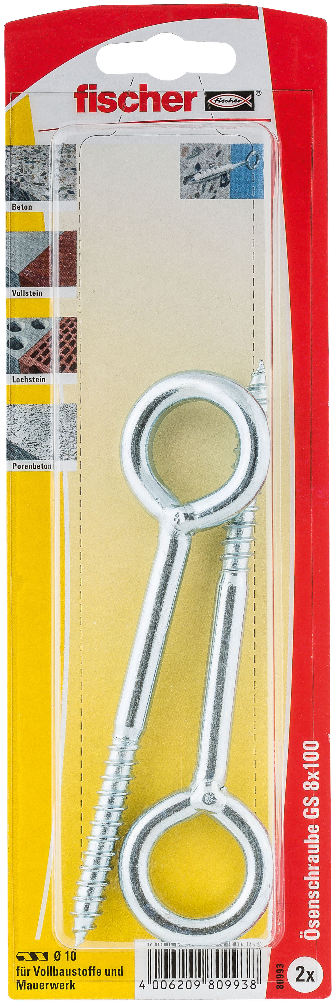 Packaging: "fischer Eye screw GS 8 x 100 K SB-card"