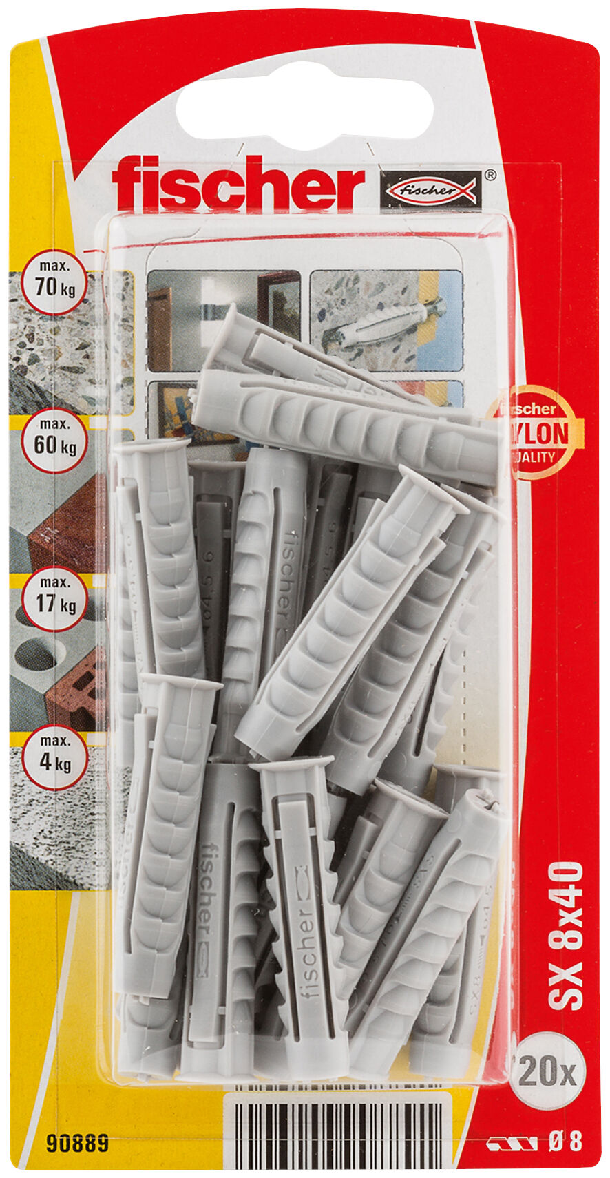 Packaging: "Cheville nylon avec collerette fischer SX 8"