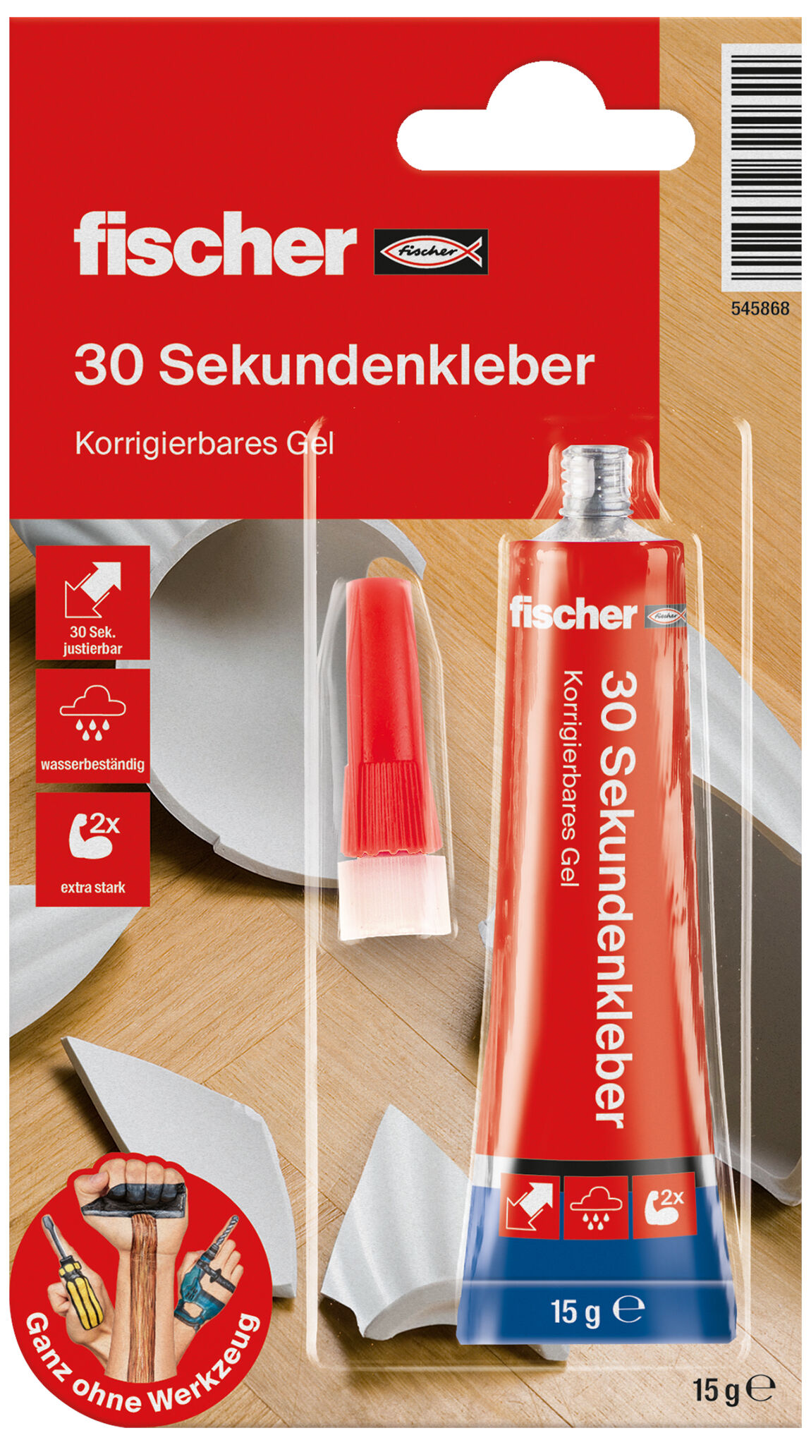 Packaging: "fischer 30 SECONDS GLUE"