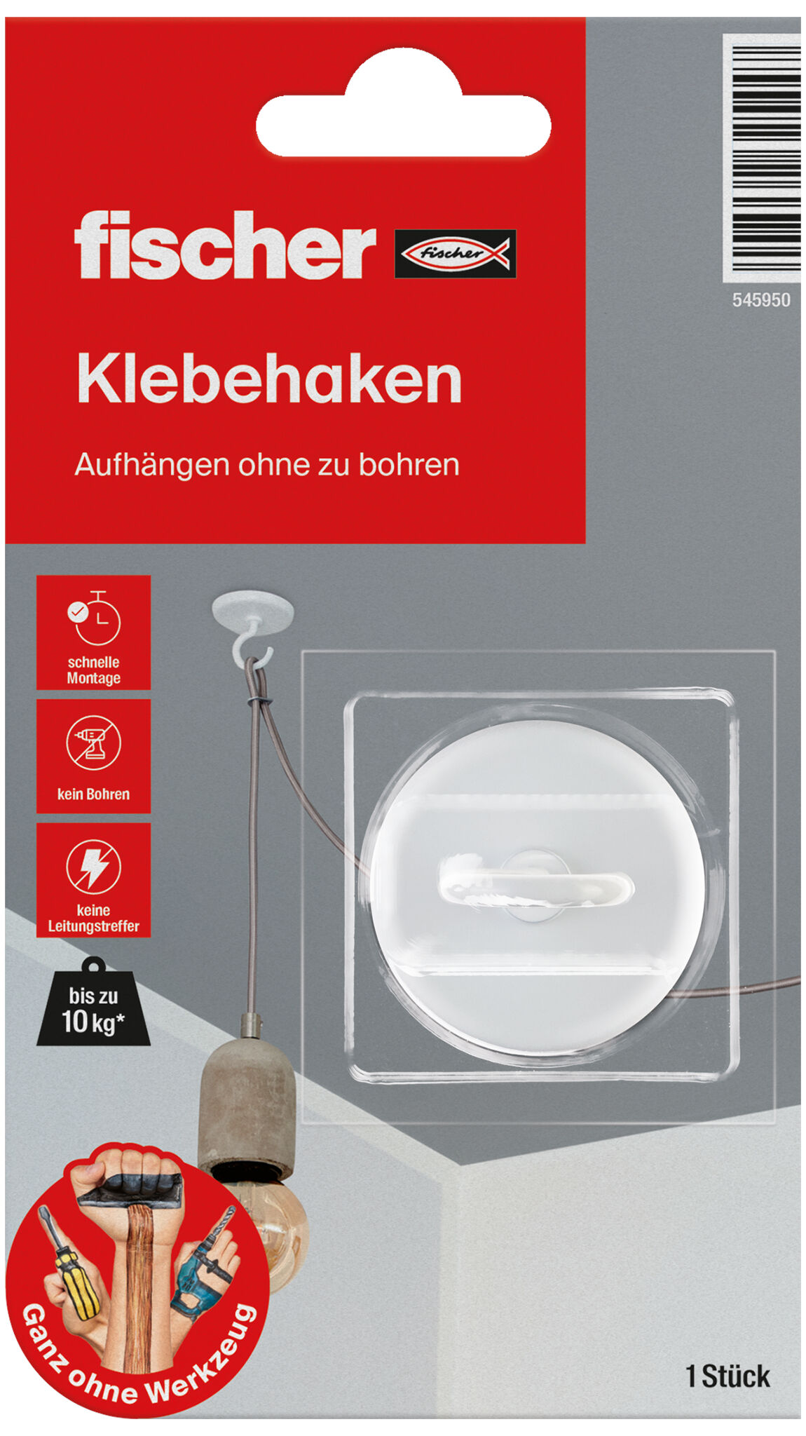 Verpackung: "fischer Klebehaken"