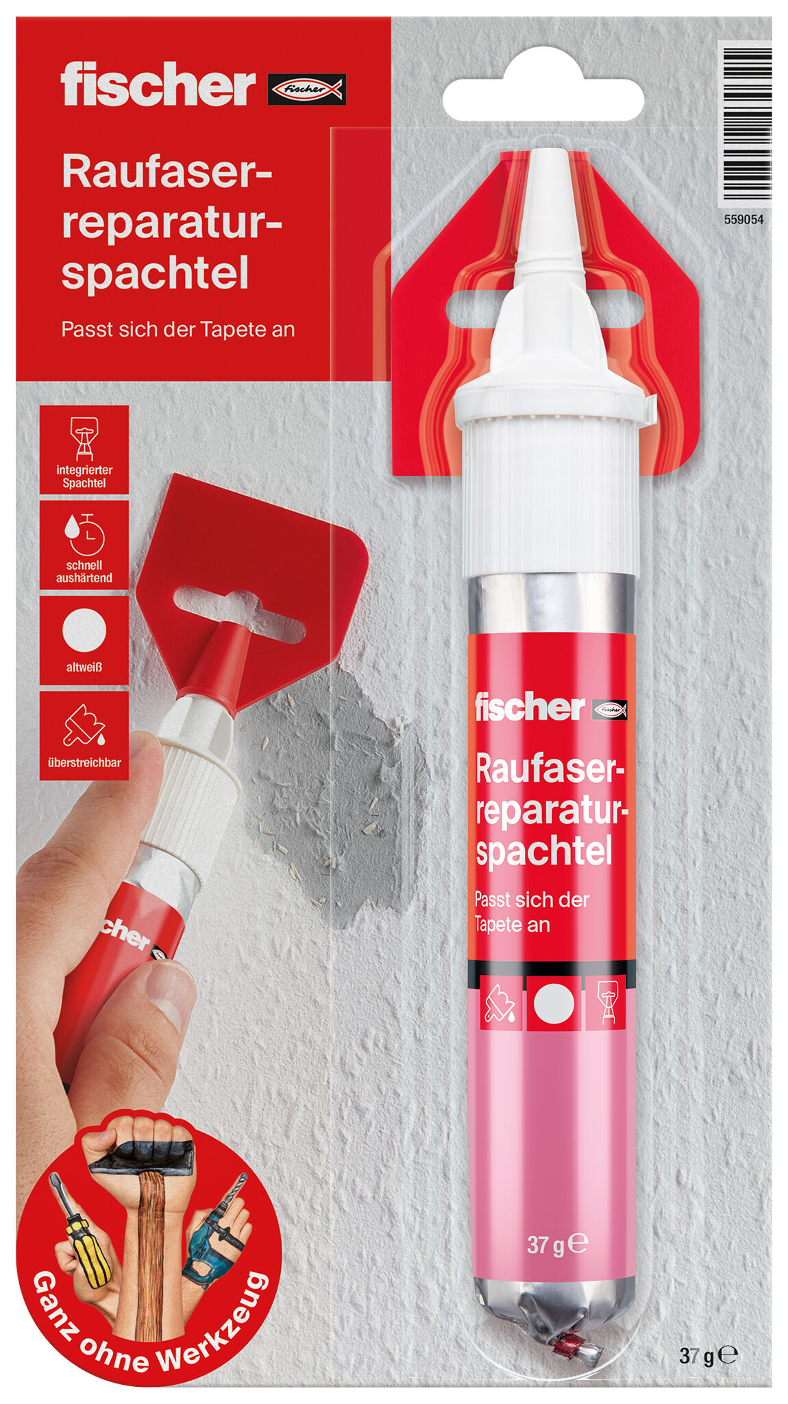 Verpackung: "fischer Raufaser Reparaturspachtel"