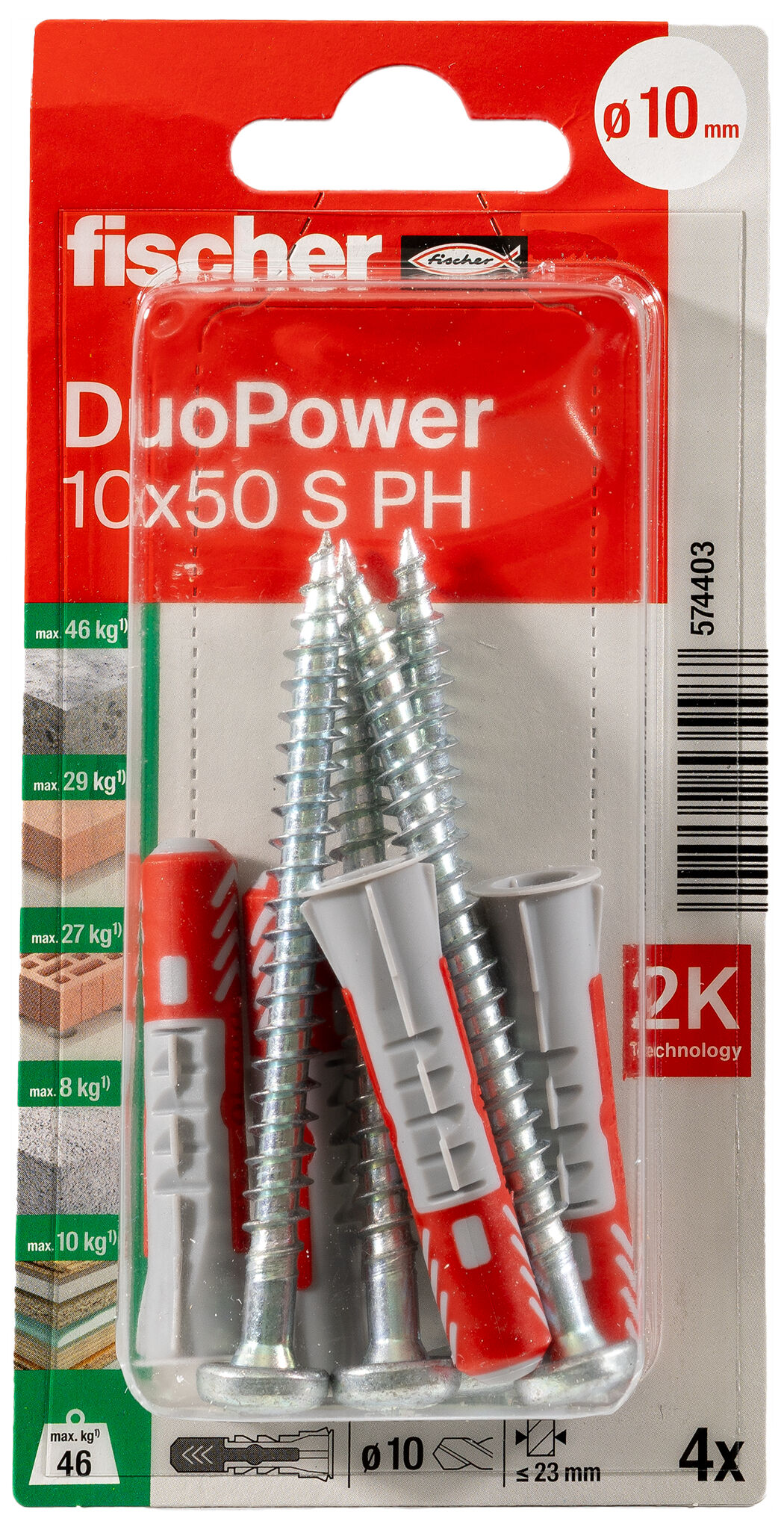 Packaging: "fischer universal plug DuoPower 10 x 50 S PH"