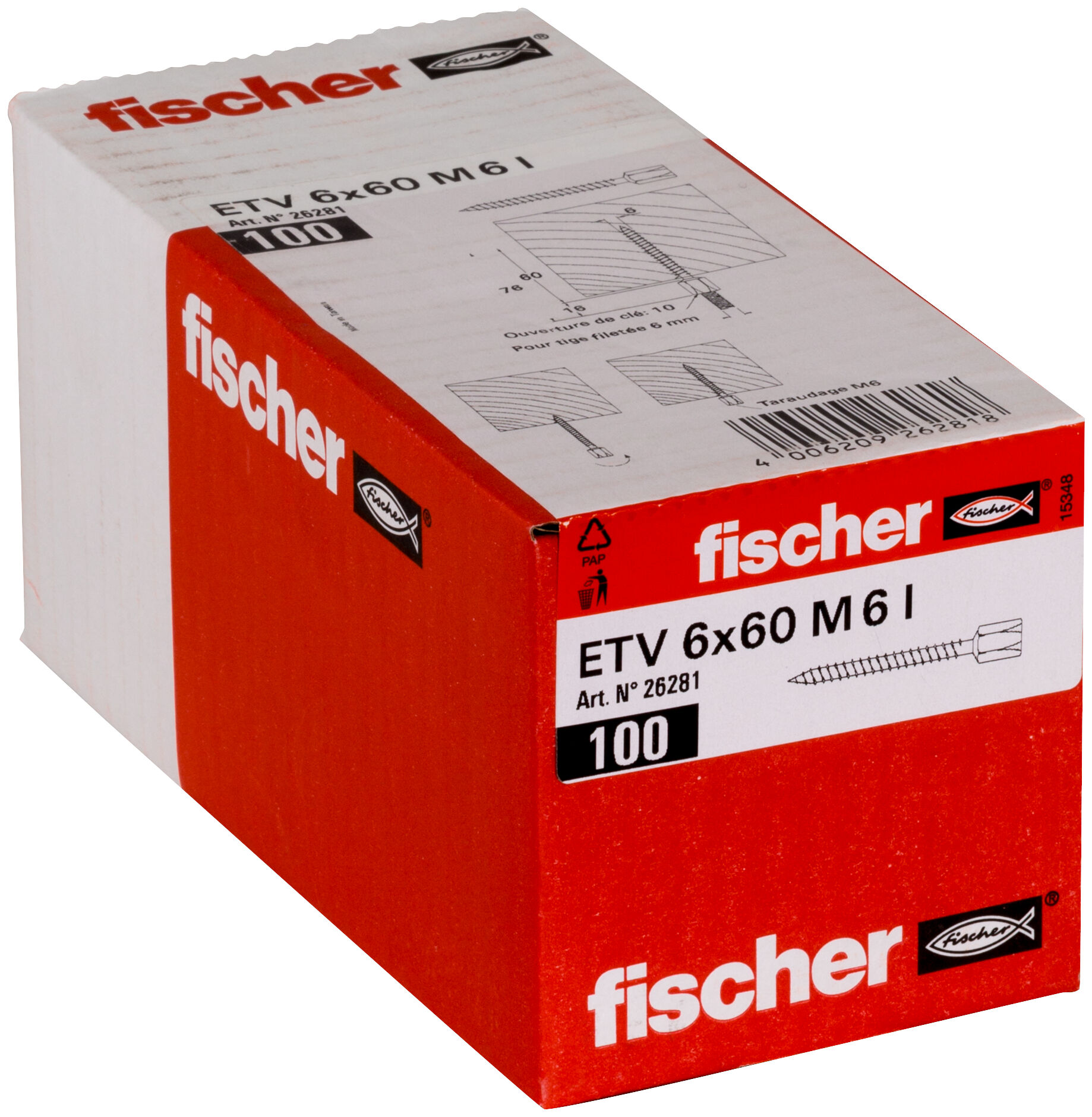 Packaging: "Entretoise à visser ETV 6 x 60 M6 I"