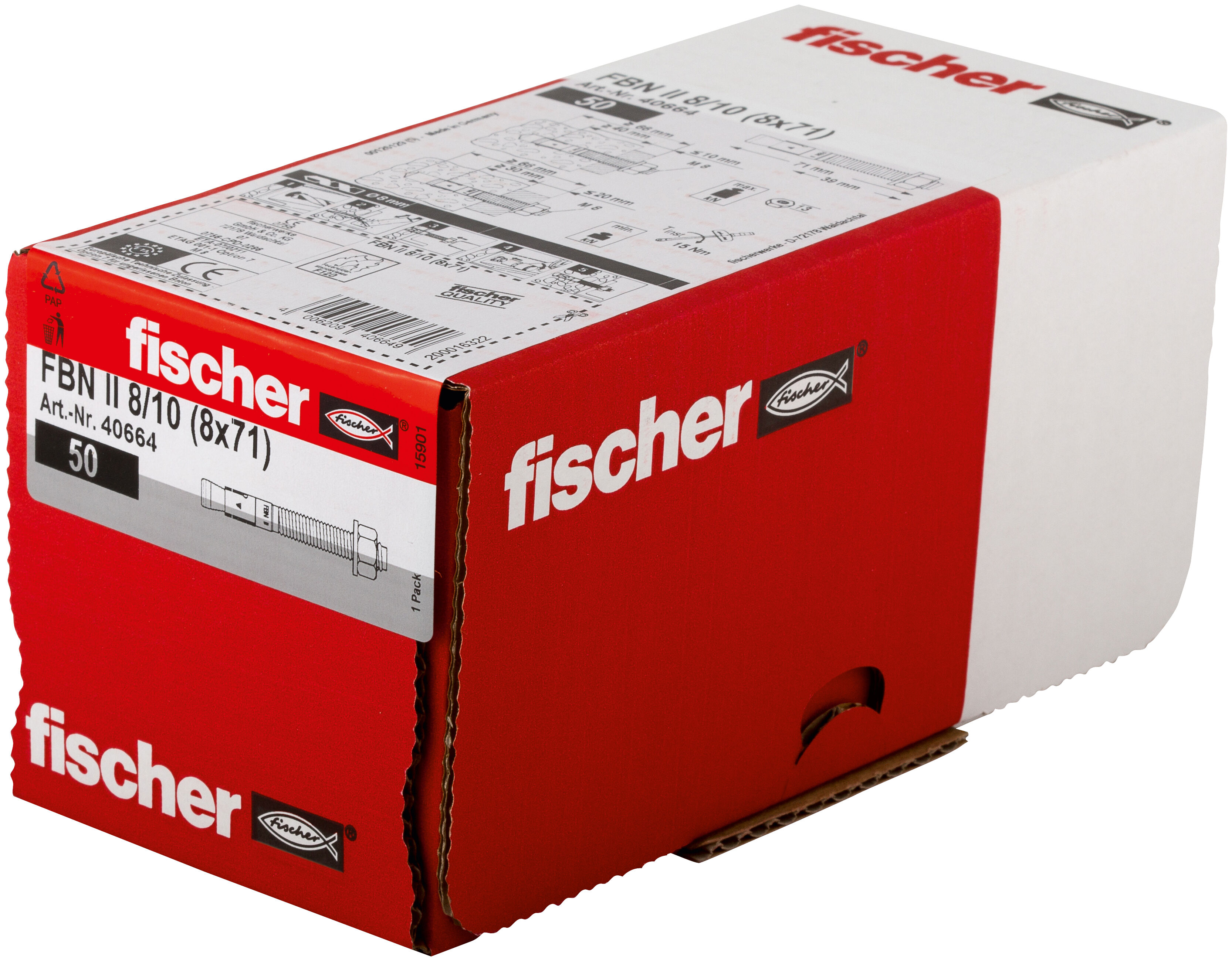 Packaging: "fischer Snelbouwanker FBN II 8/10 elektrolytisch verzinkt staal"