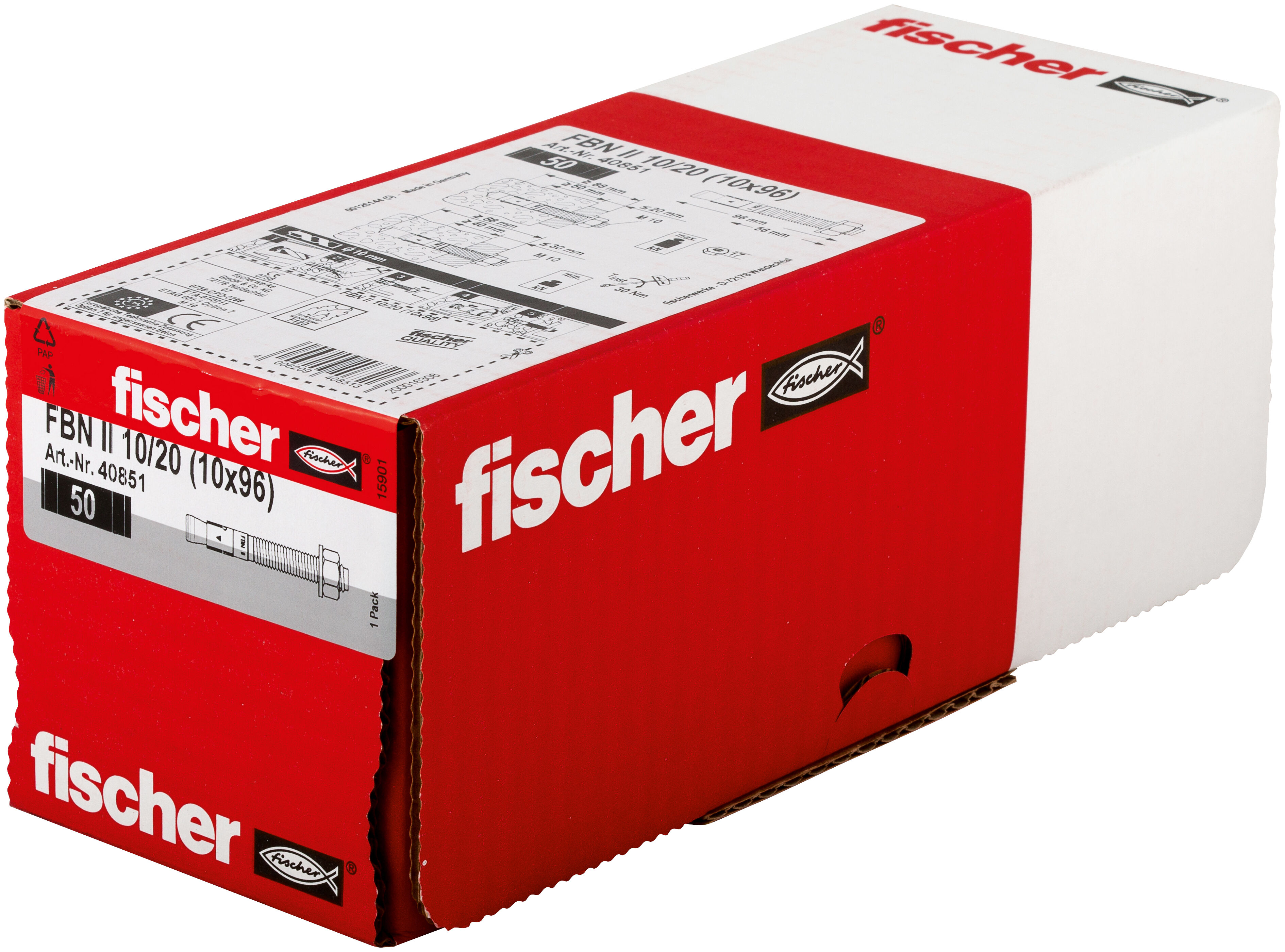 Packaging: "fischer bolt anchor FBN II 10/20 electro zinc plated"