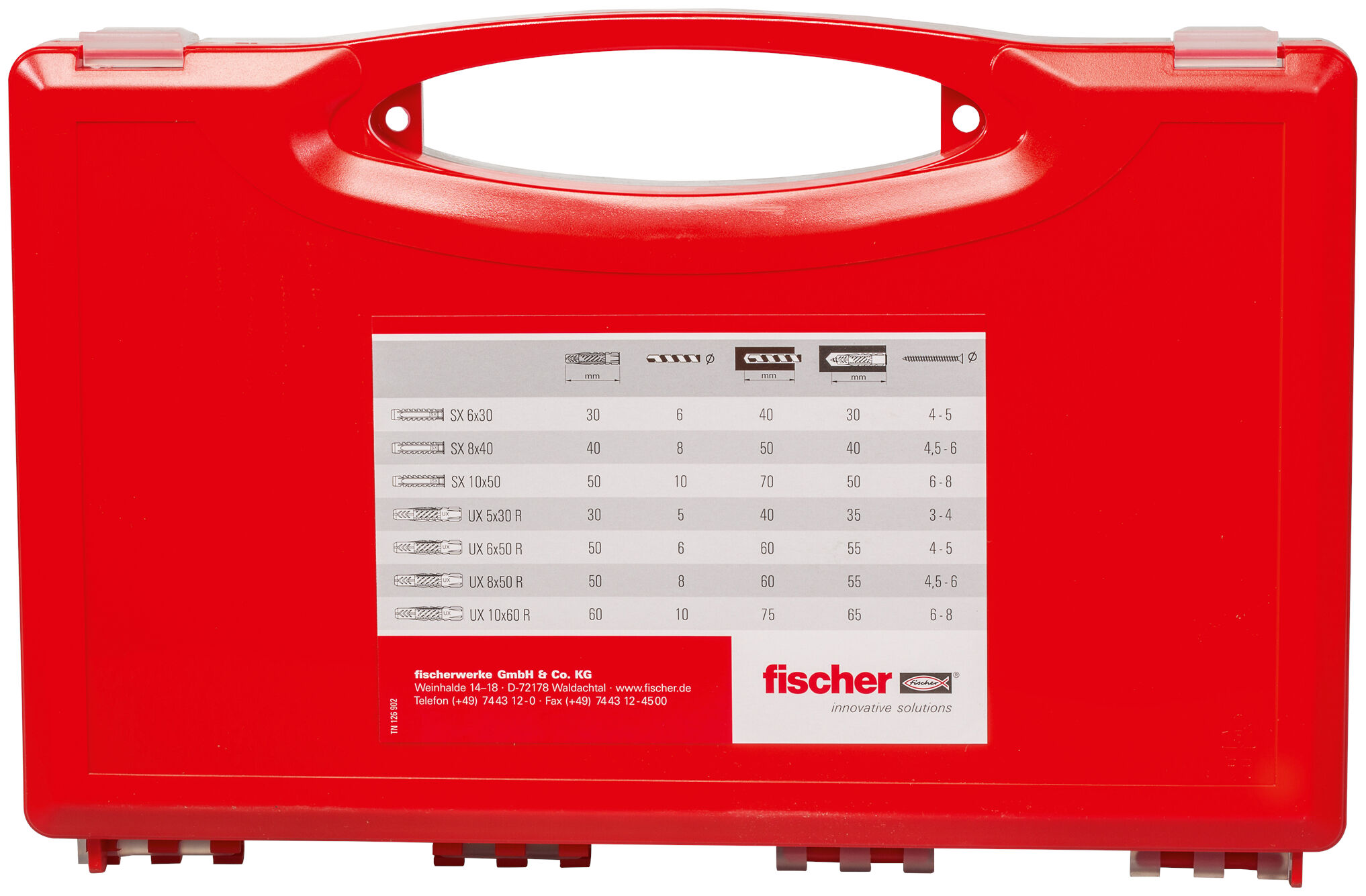 Packaging: "fischer Red-Box SX / UX"