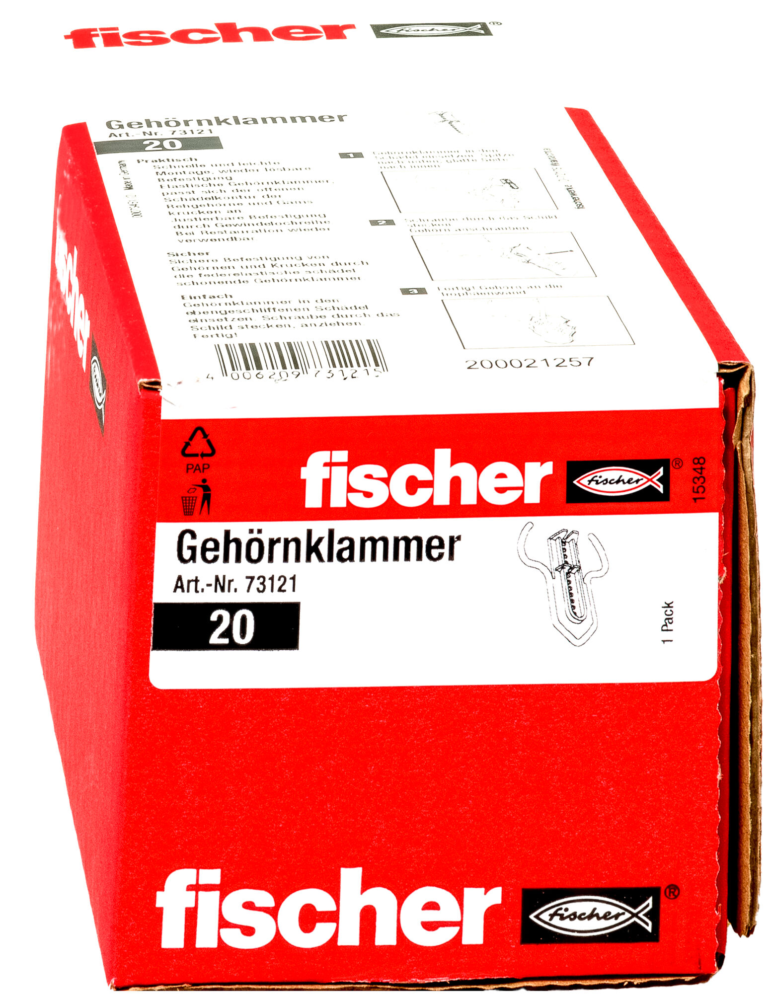 Verpackung: "fischer Gehörnklammer"