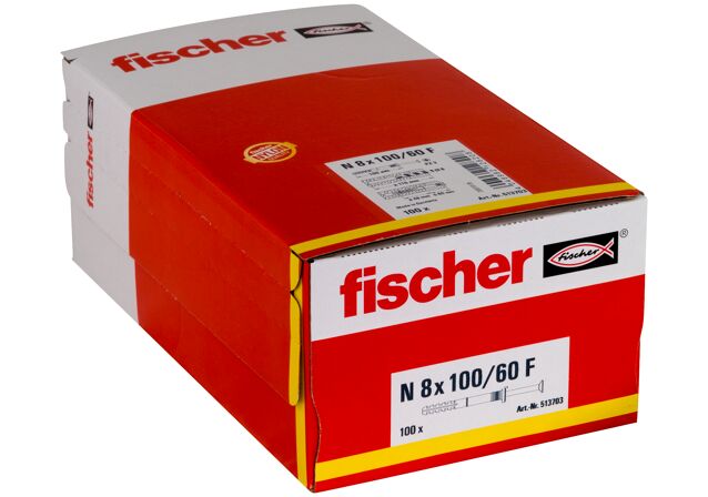 Packaging: "fischer N 8x100/60 F Καρφωτό βύσμα"