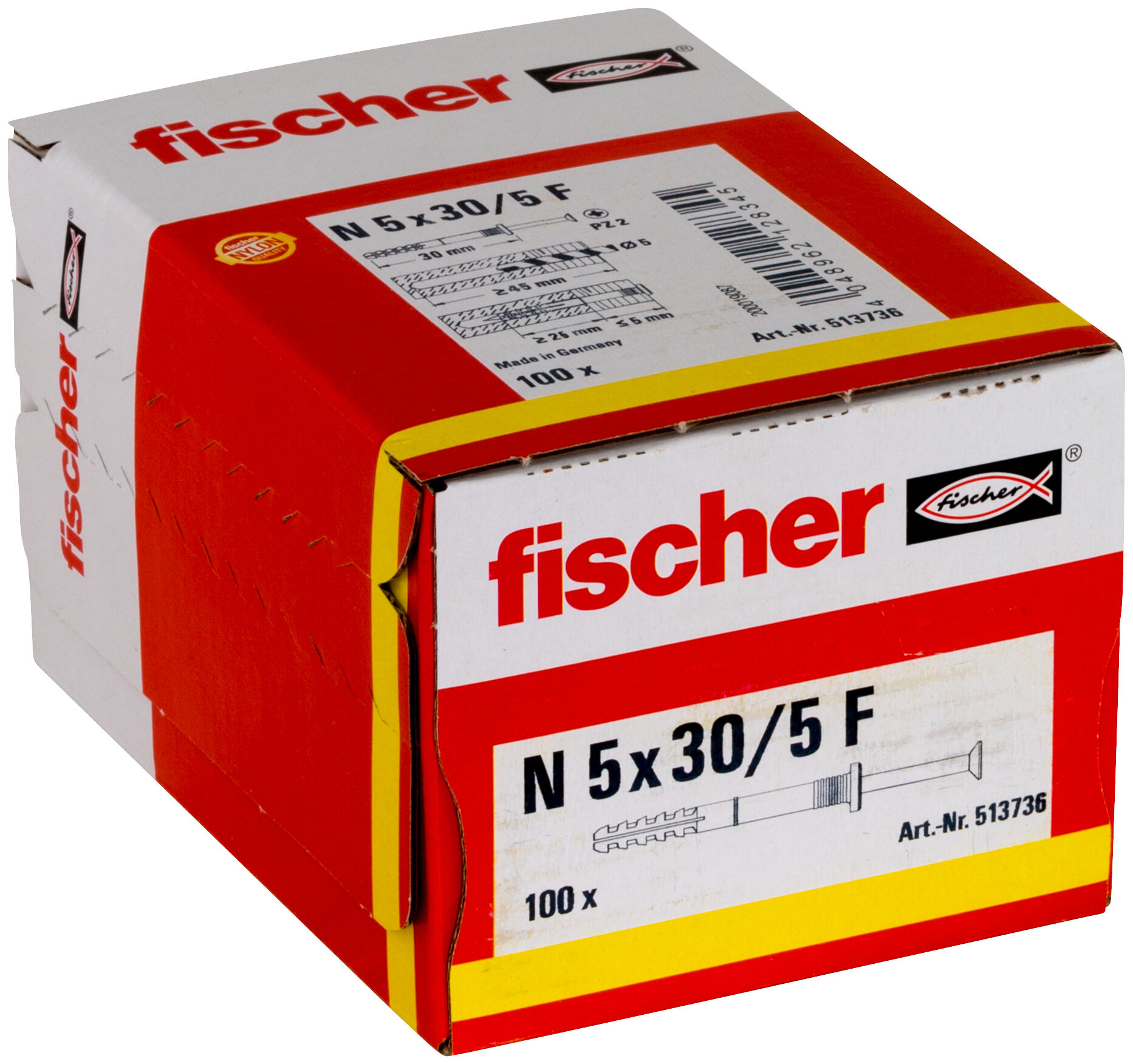 Packaging: "fischer Hammerfix N 5 x 30/5 F with flat head gvz"