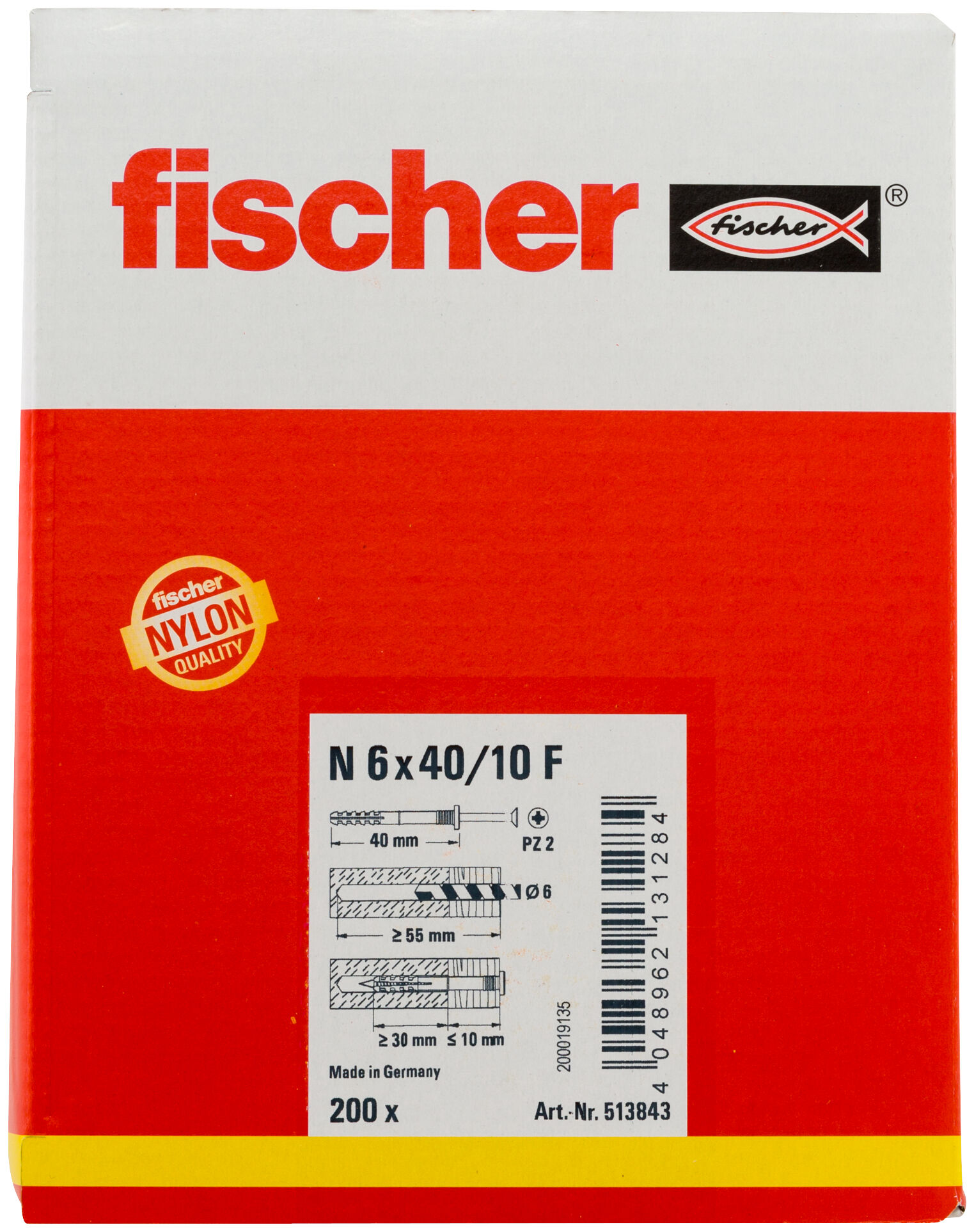Packaging: "fischer Hammerfix N 6 x 40/10 F (200)"