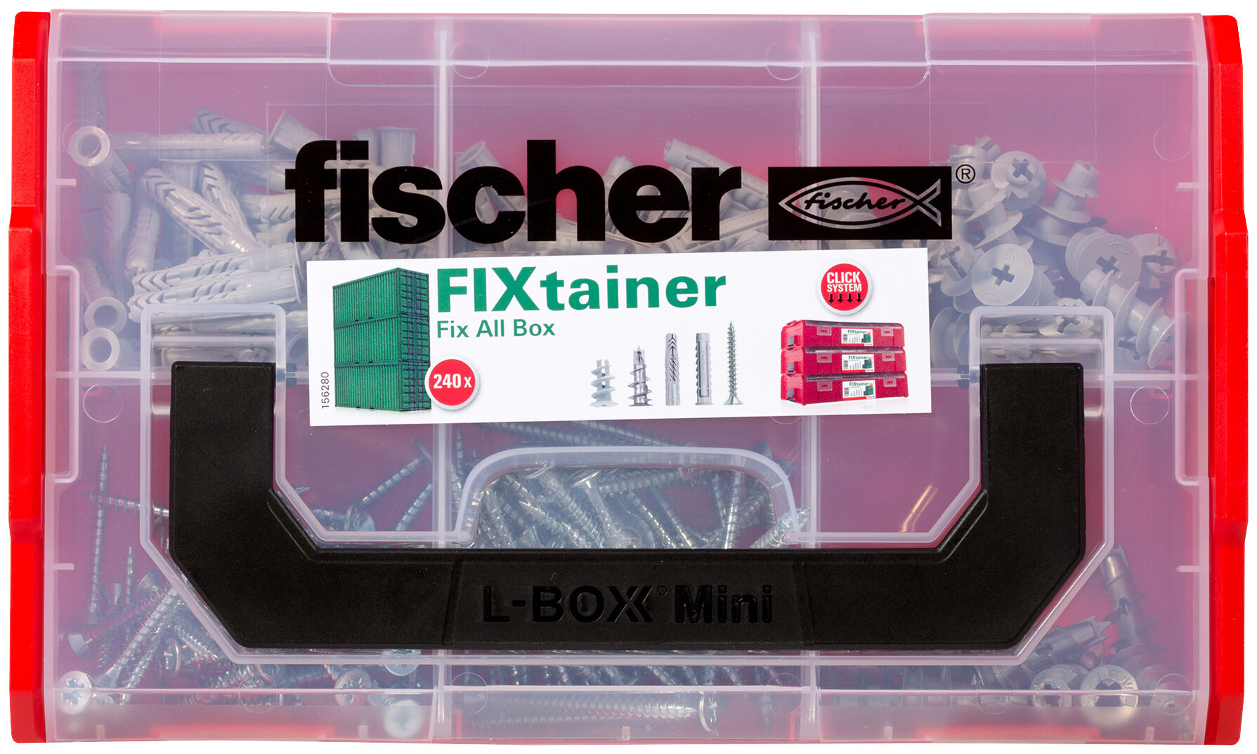 Packaging: "fischer FixTainer - UX, SX, GK 및 스크류"