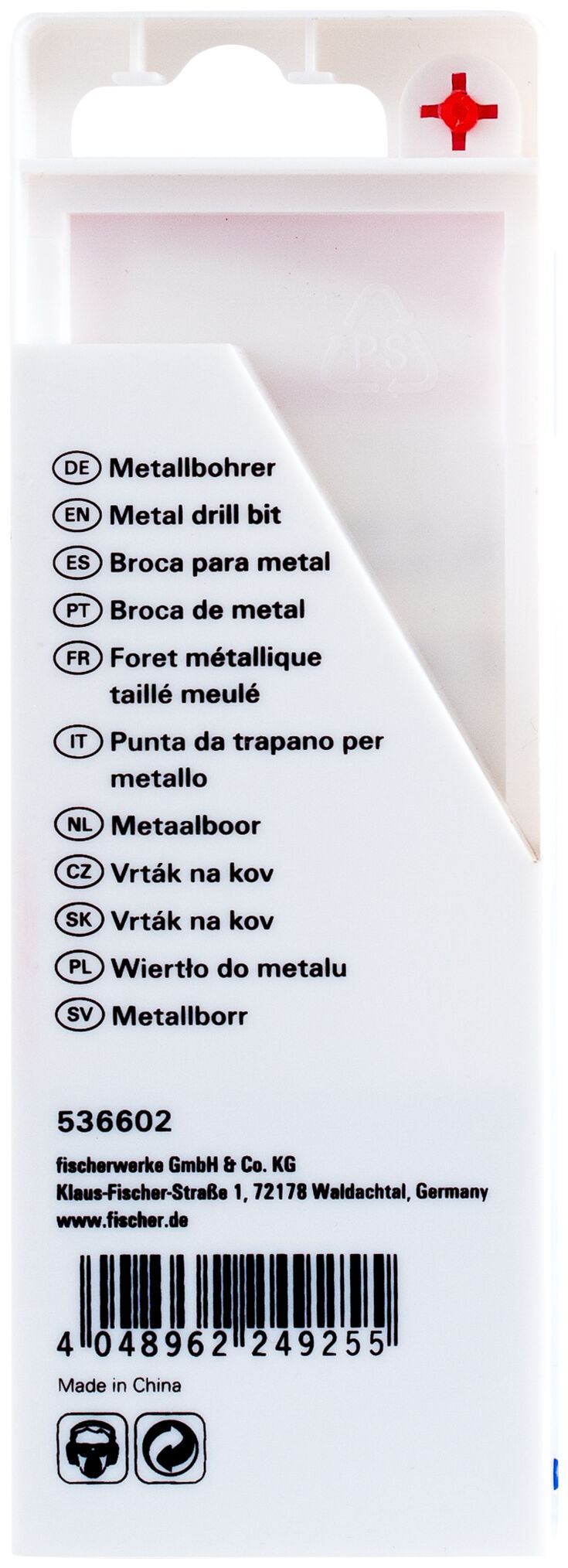 Verpackung: "fischer Metallbohrer-Set D-HSS-G DIN338 2-8 mm (6 Teile)"