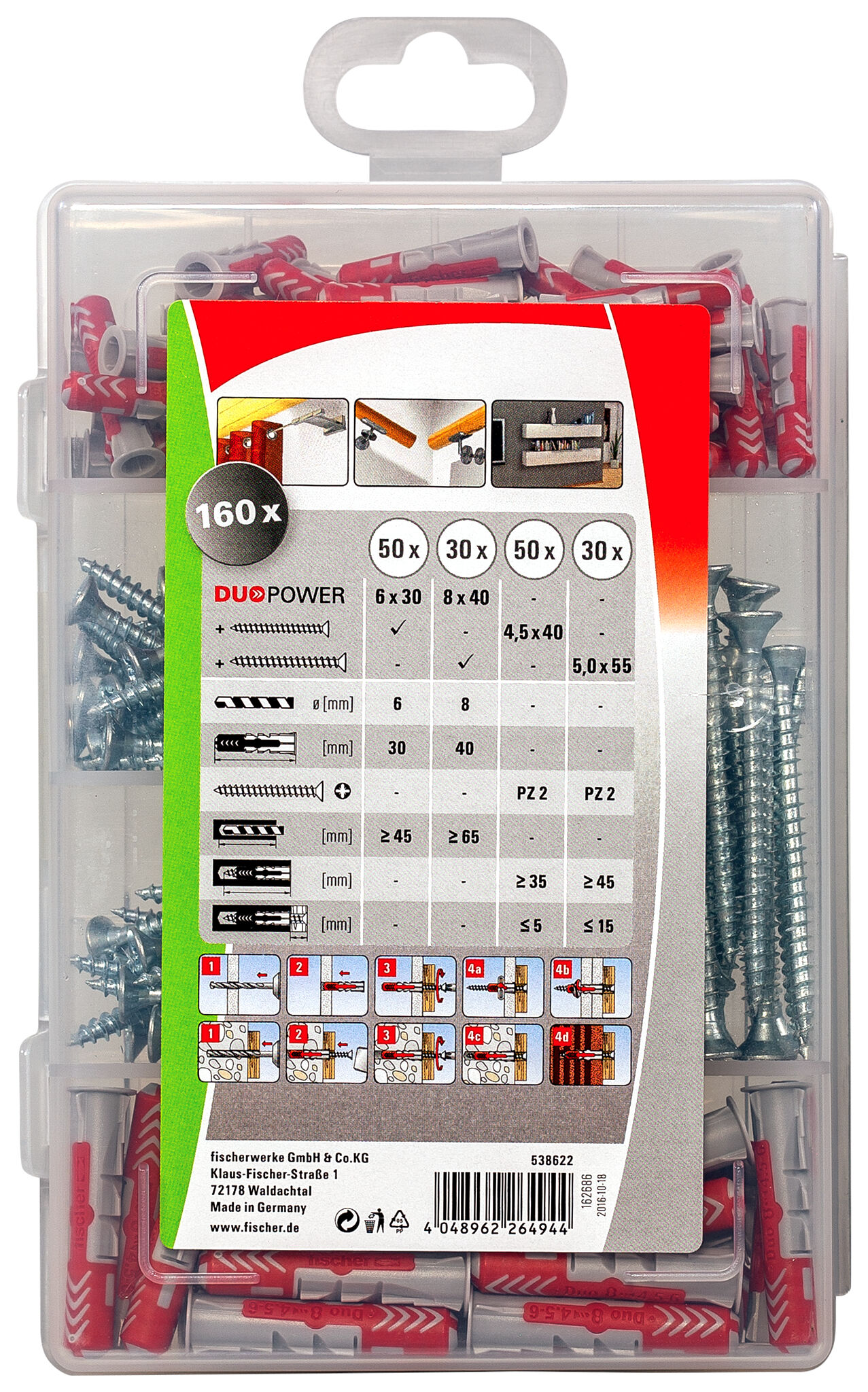 Packaging: "fischer Profi-Box DuoPower + Screws"