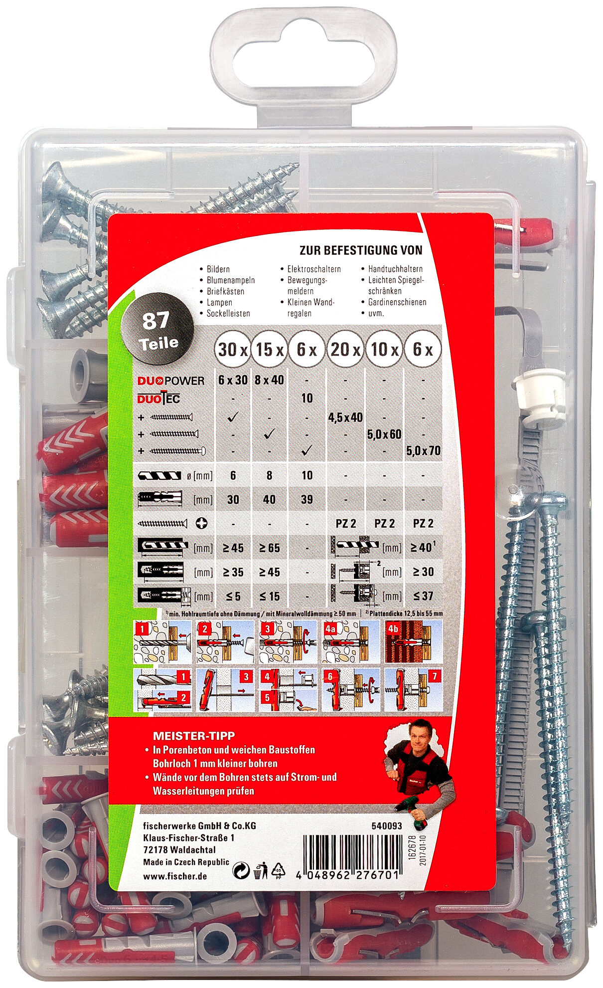 Packaging: "fischer Meister-Box DuoPower / DuoTec + Screws"