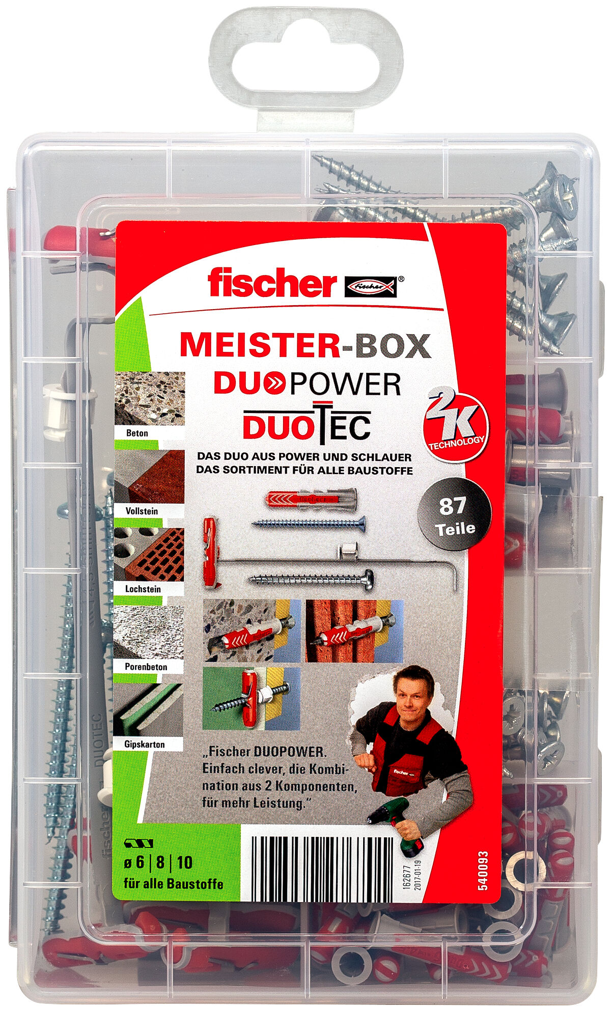 Packaging: "fischer Meister-Box DuoPower / DuoTec + Screws"